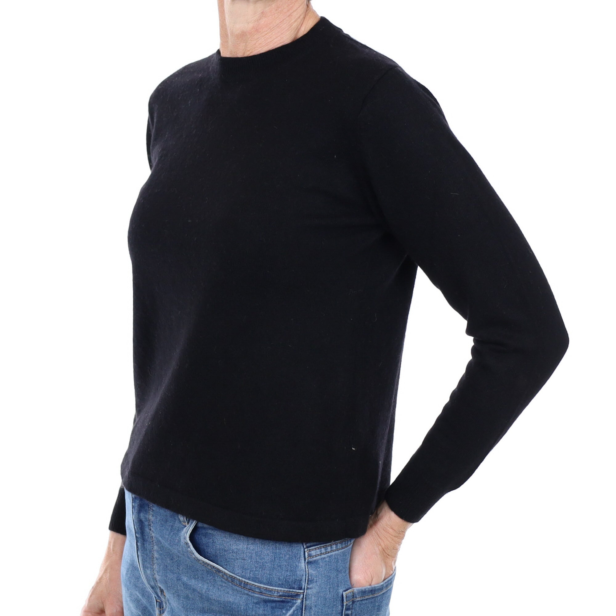 Black Cashmere Crew Neck Jumper Small
