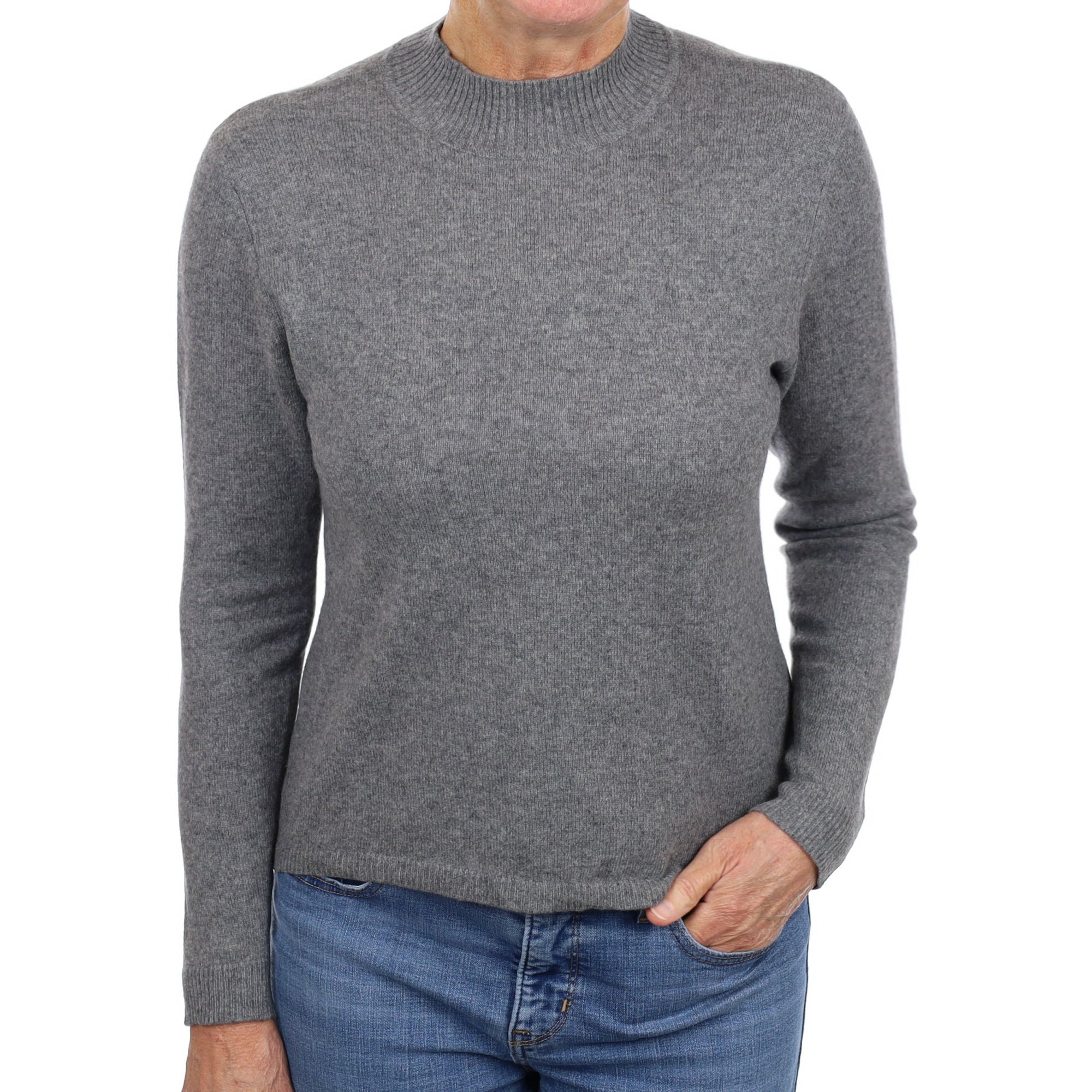 Ash Grey Cashmere Turtle Neck Jumper Medium