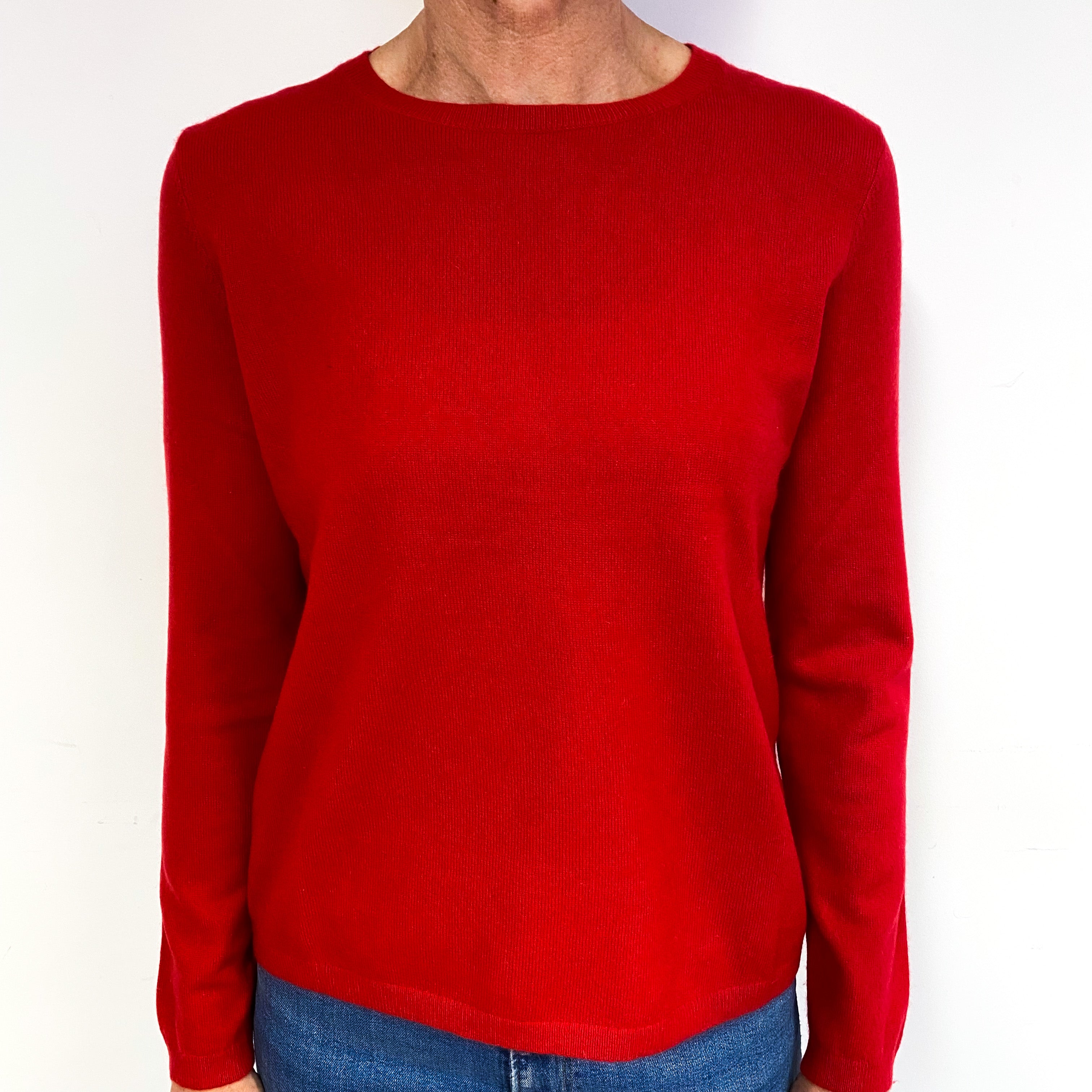 Berry Red Cashmere Crew Neck Jumper Medium