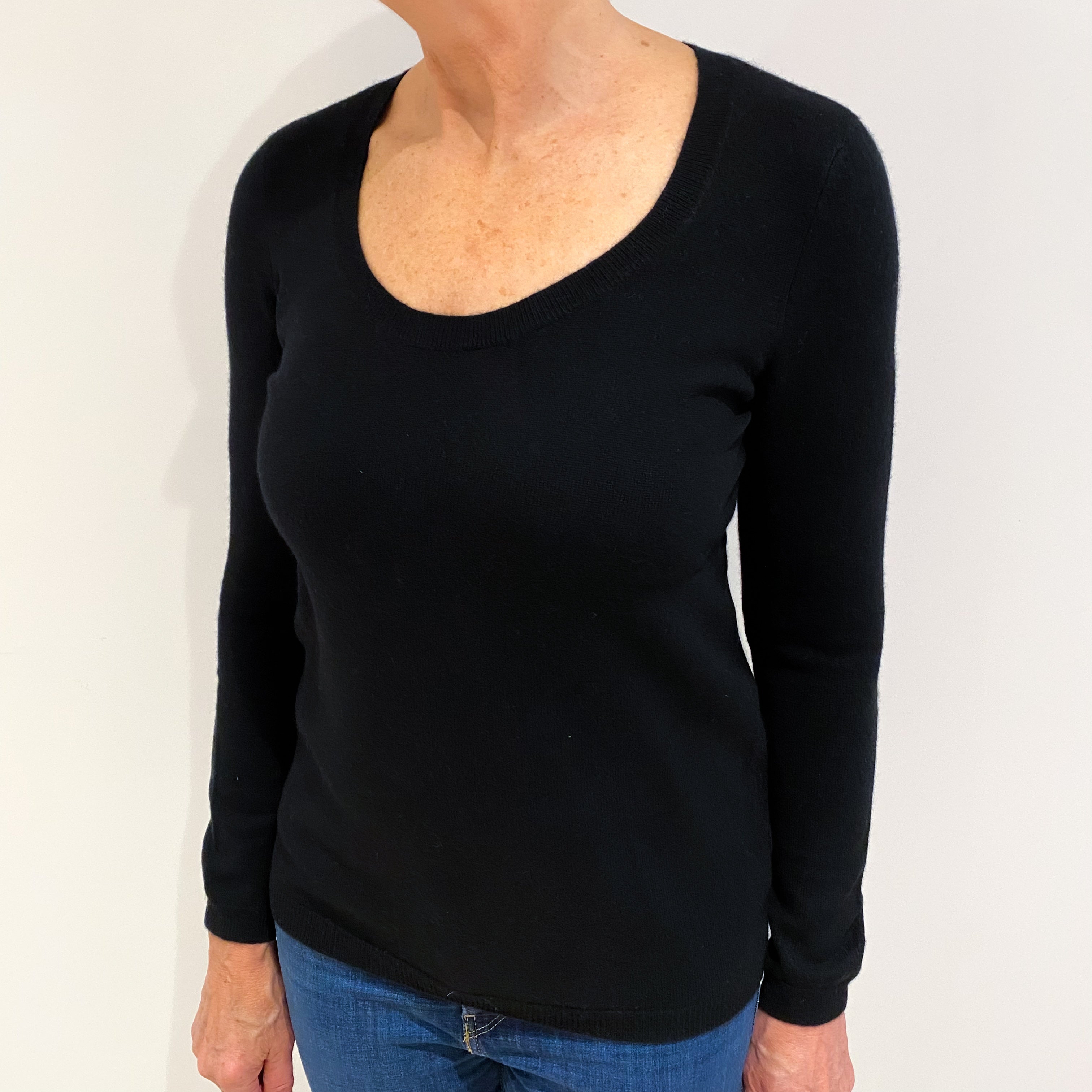 Black Cashmere Scoop Neck Jumper Medium