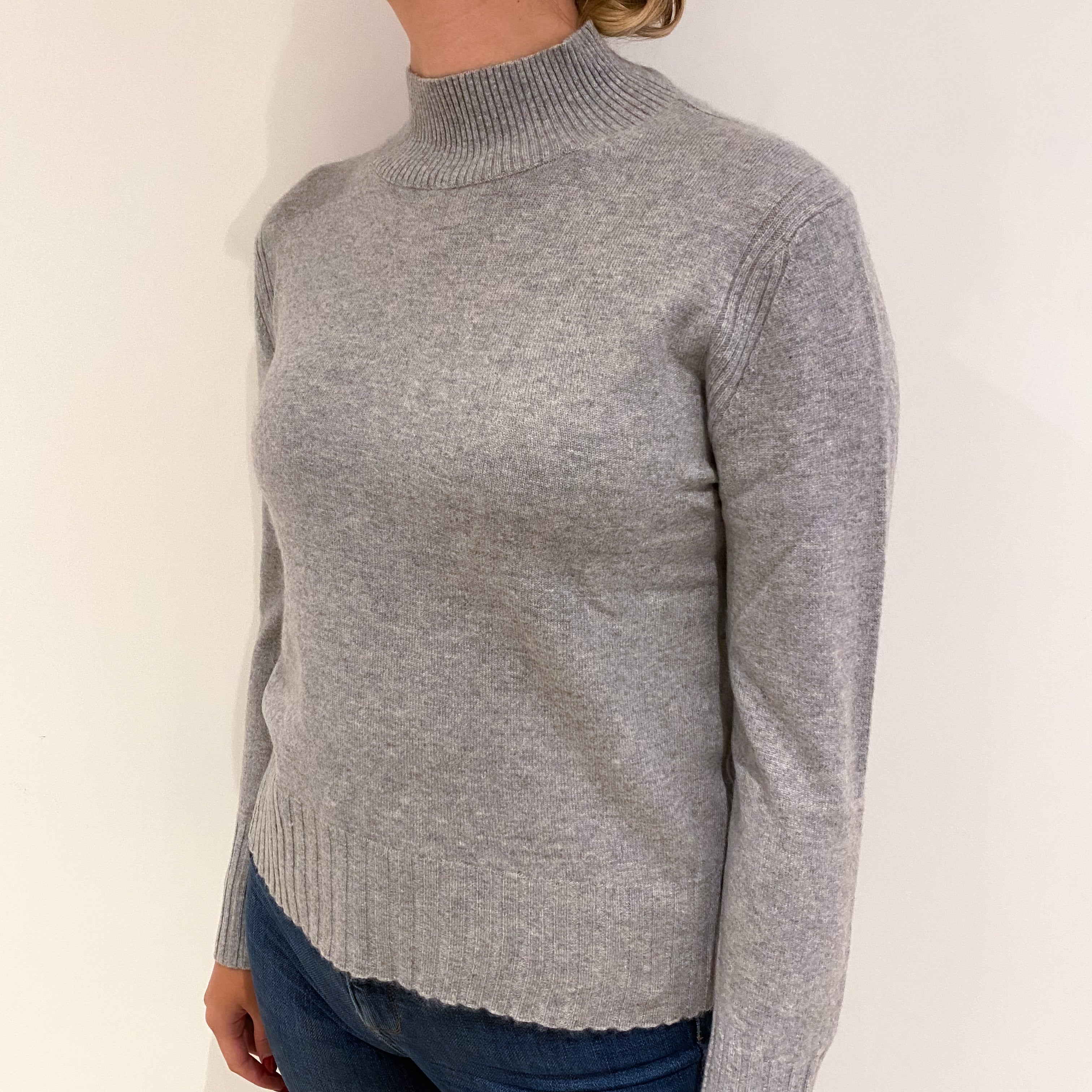 Smoke Grey Cashmere Turtle Neck Jumper Small