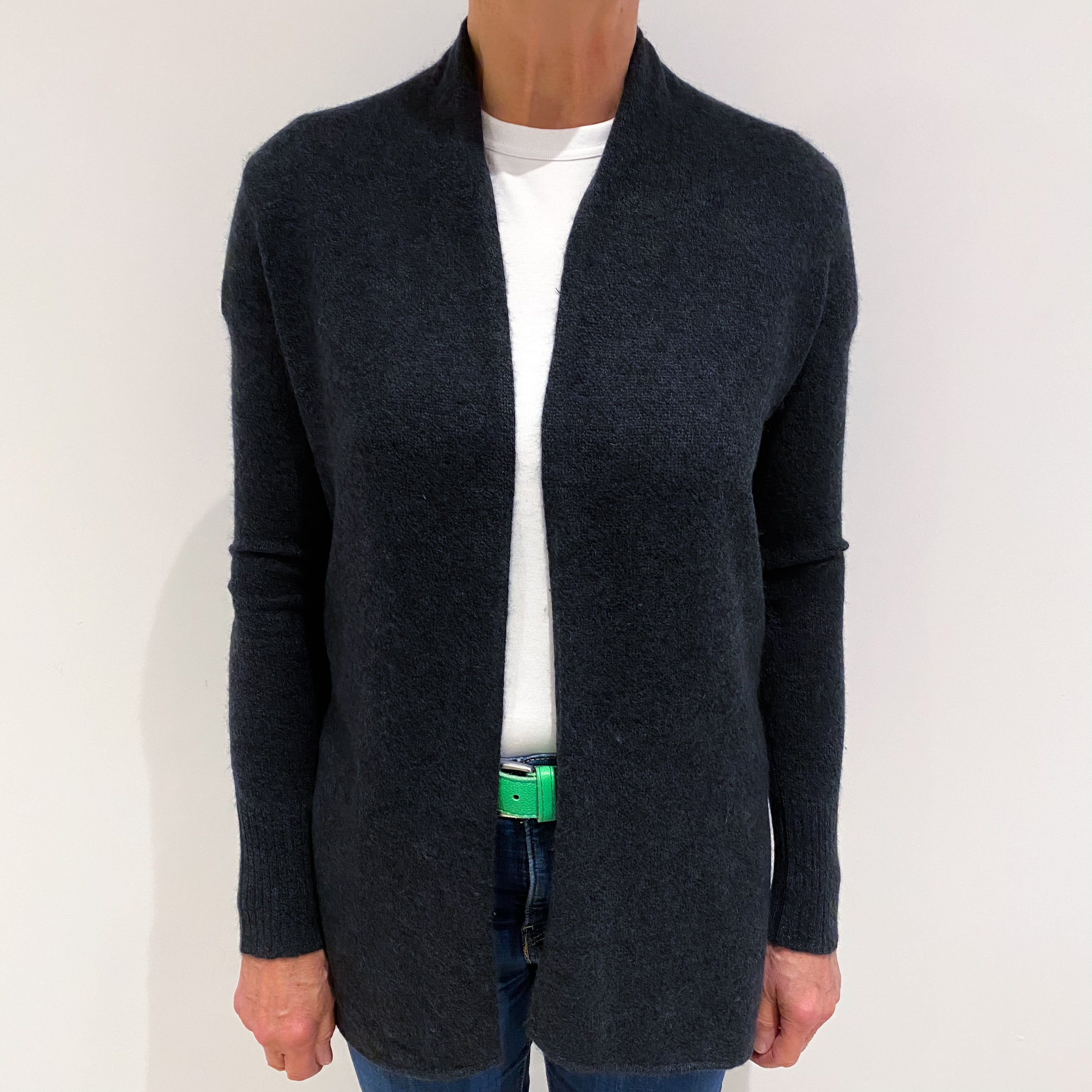 Charcoal Grey Cashmere Edge to Edge Cardigan Medium
