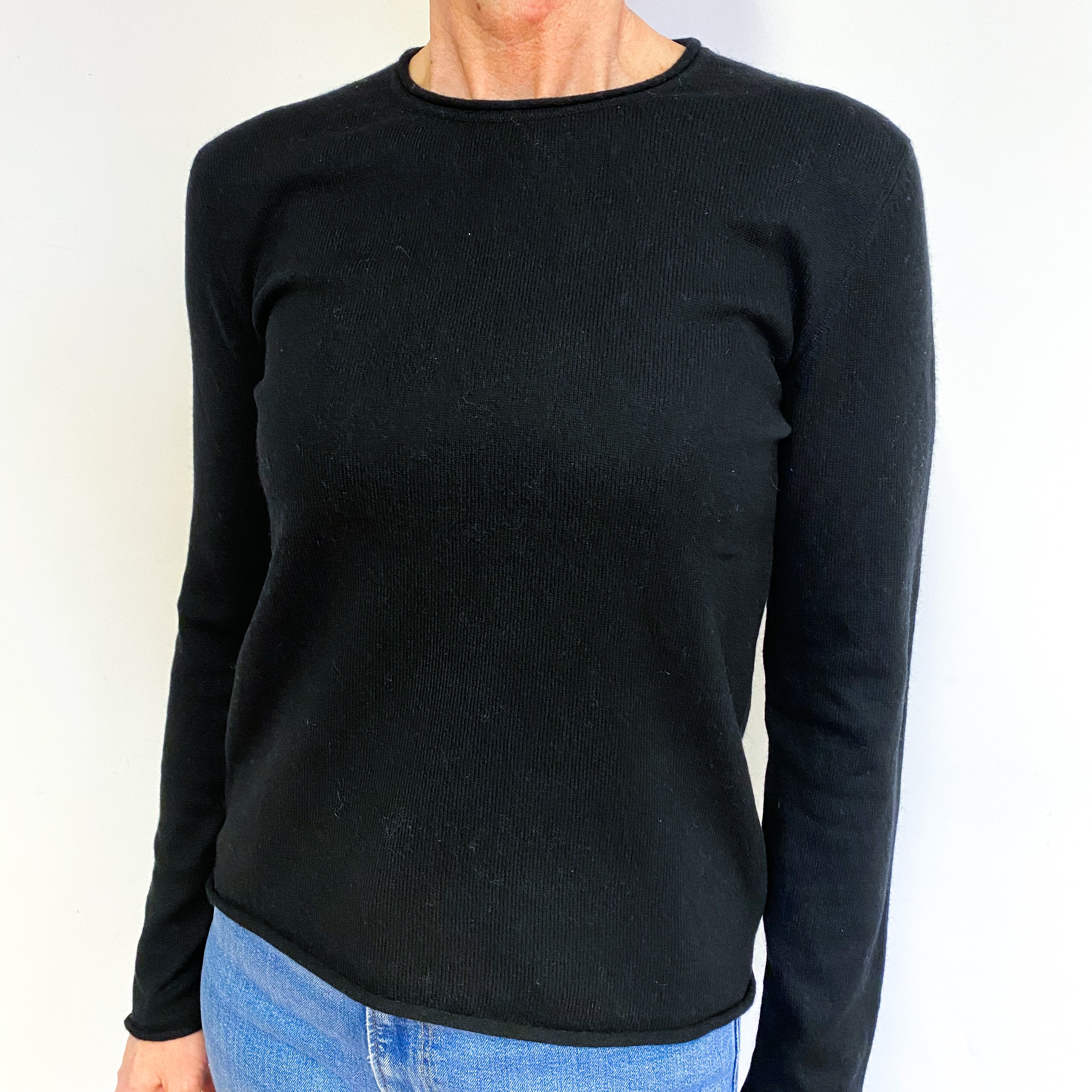Black Cashmere Crew Neck Jumper Medium