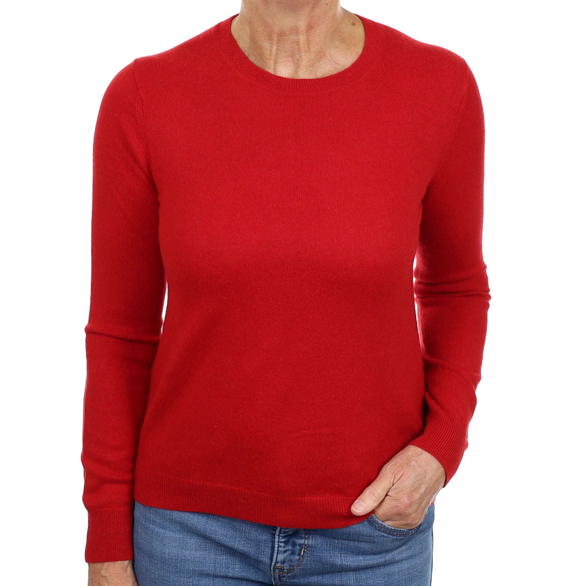 Spanish Red Cashmere Crew Neck Jumper Medium