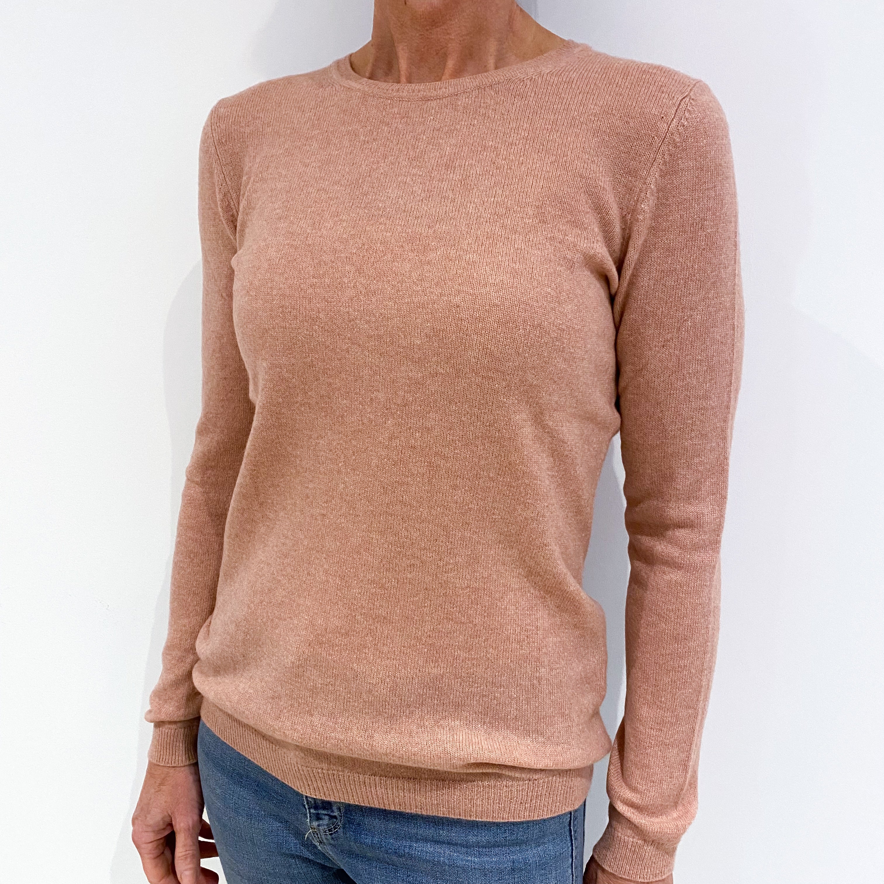 Dusky Pink Cashmere Crew Neck Jumper Small