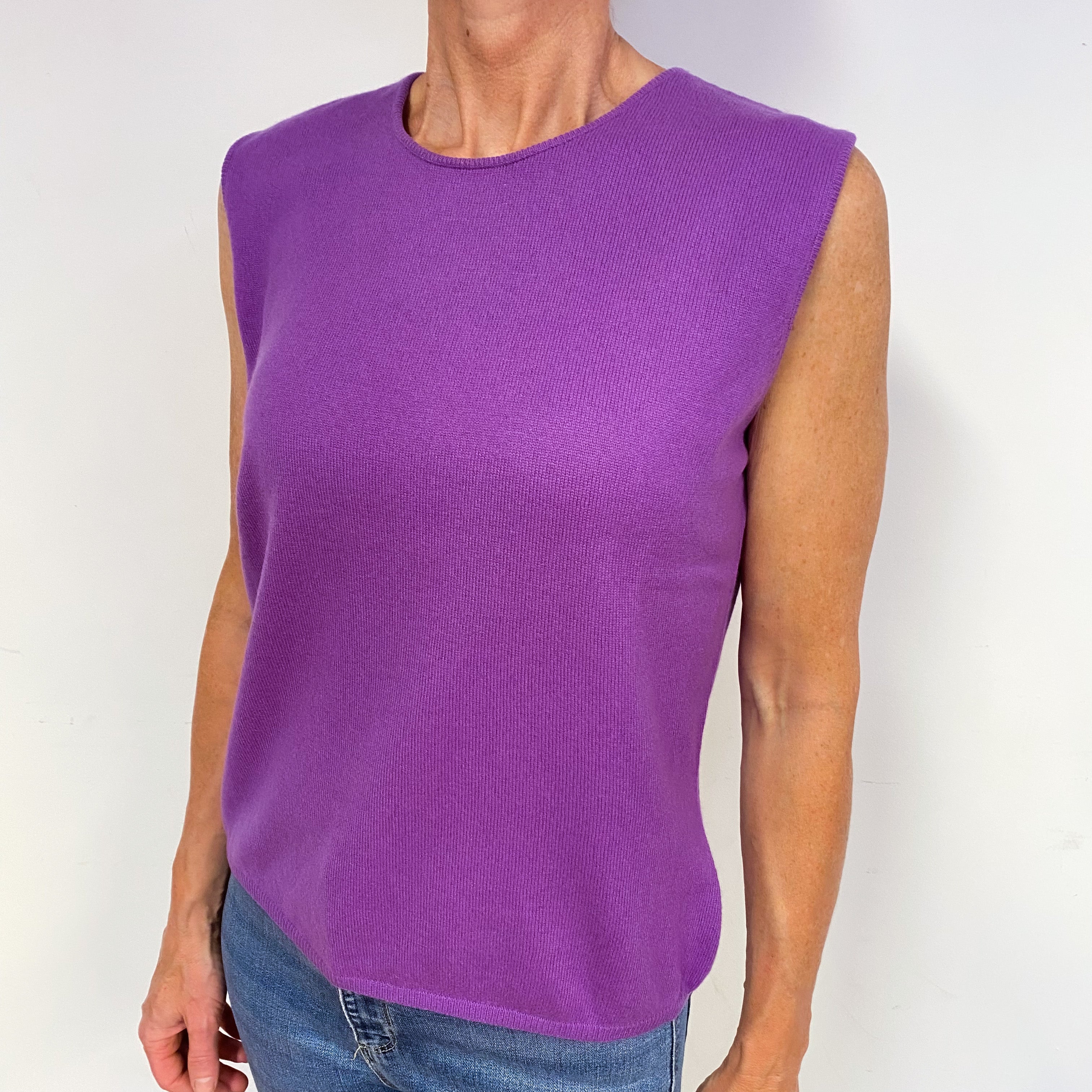 Violet Purple Cashmere Crew Neck Tank Top Medium