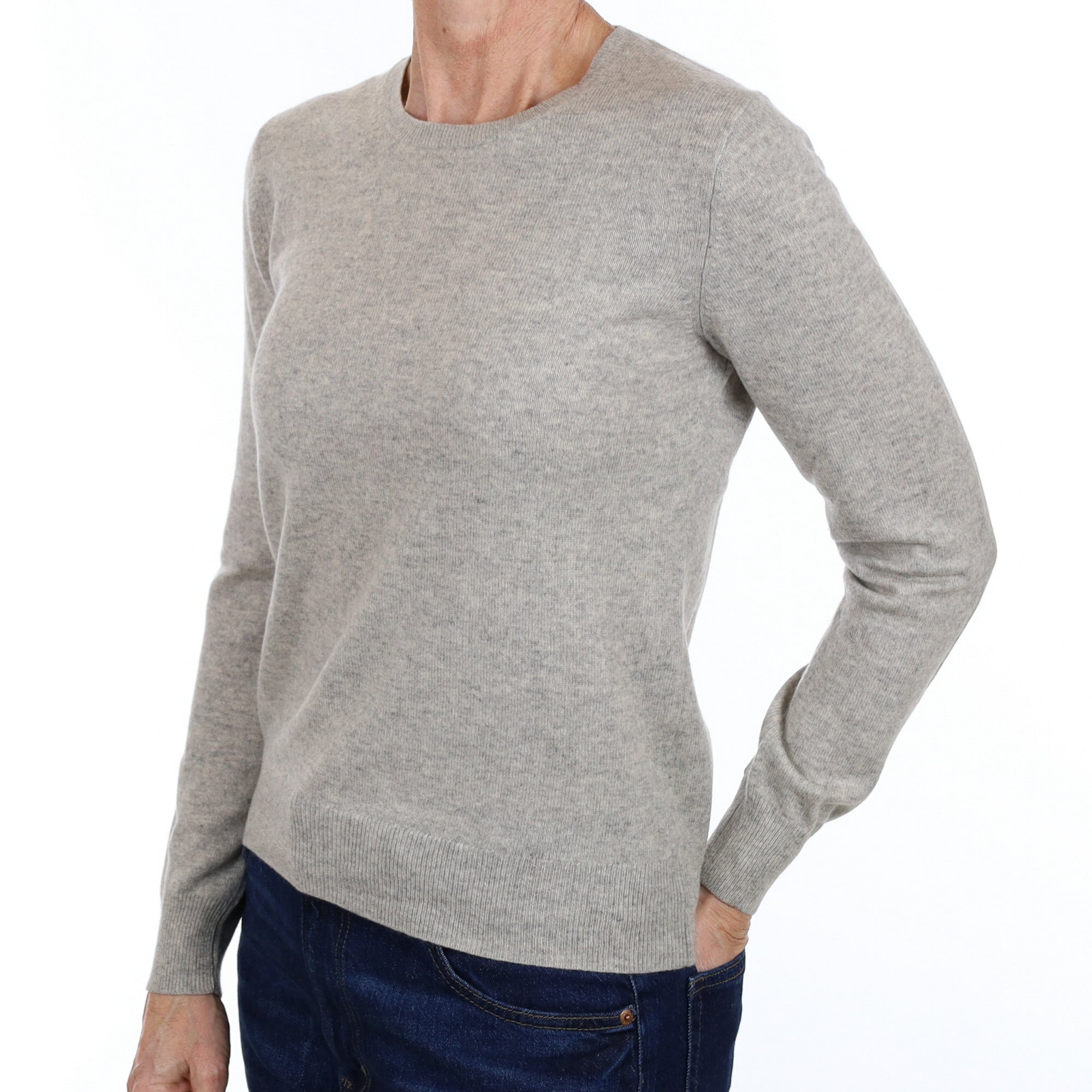 Smoke Grey Cashmere Crew Neck Jumper Small