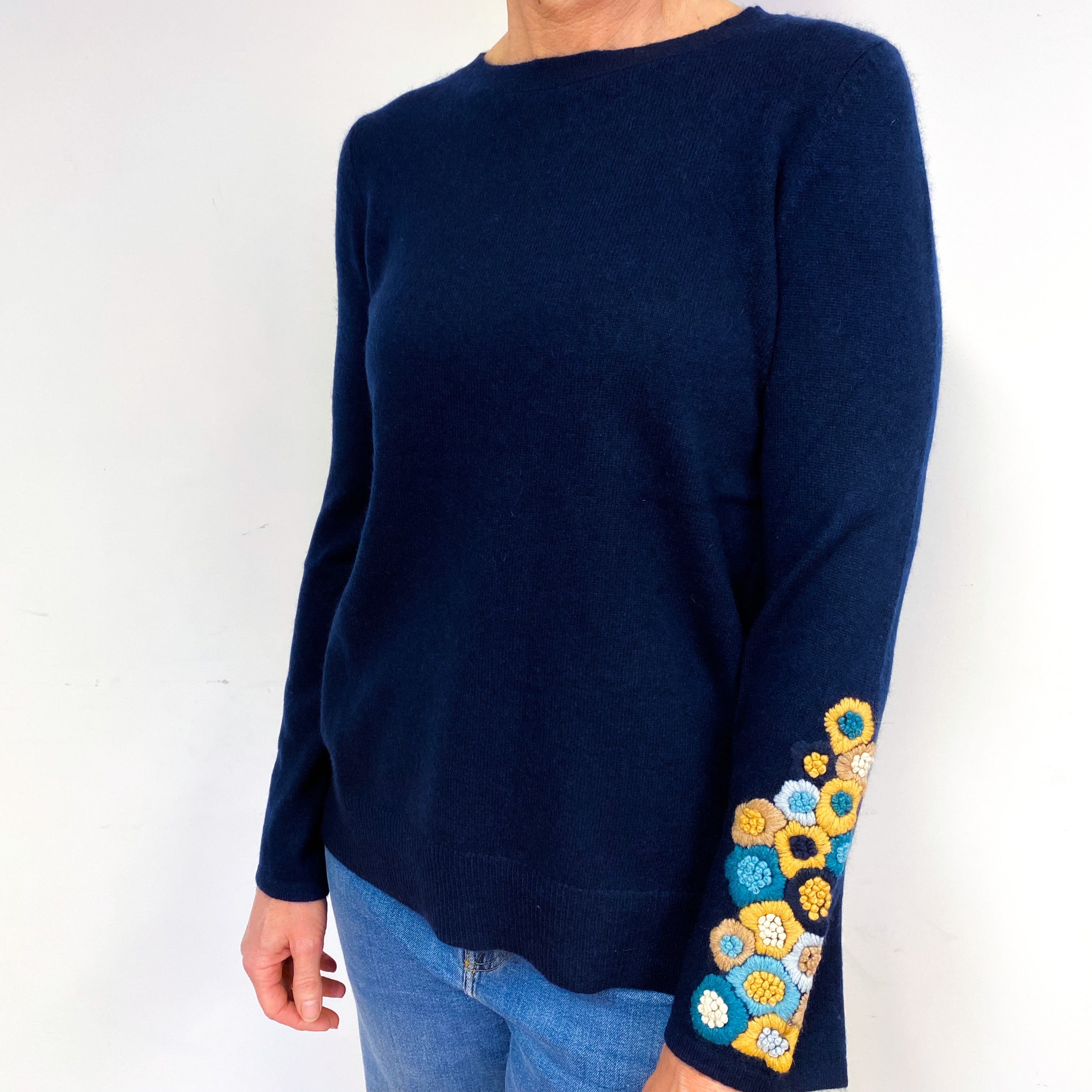 Navy Blue Cashmere Crew Neck Jumper Medium