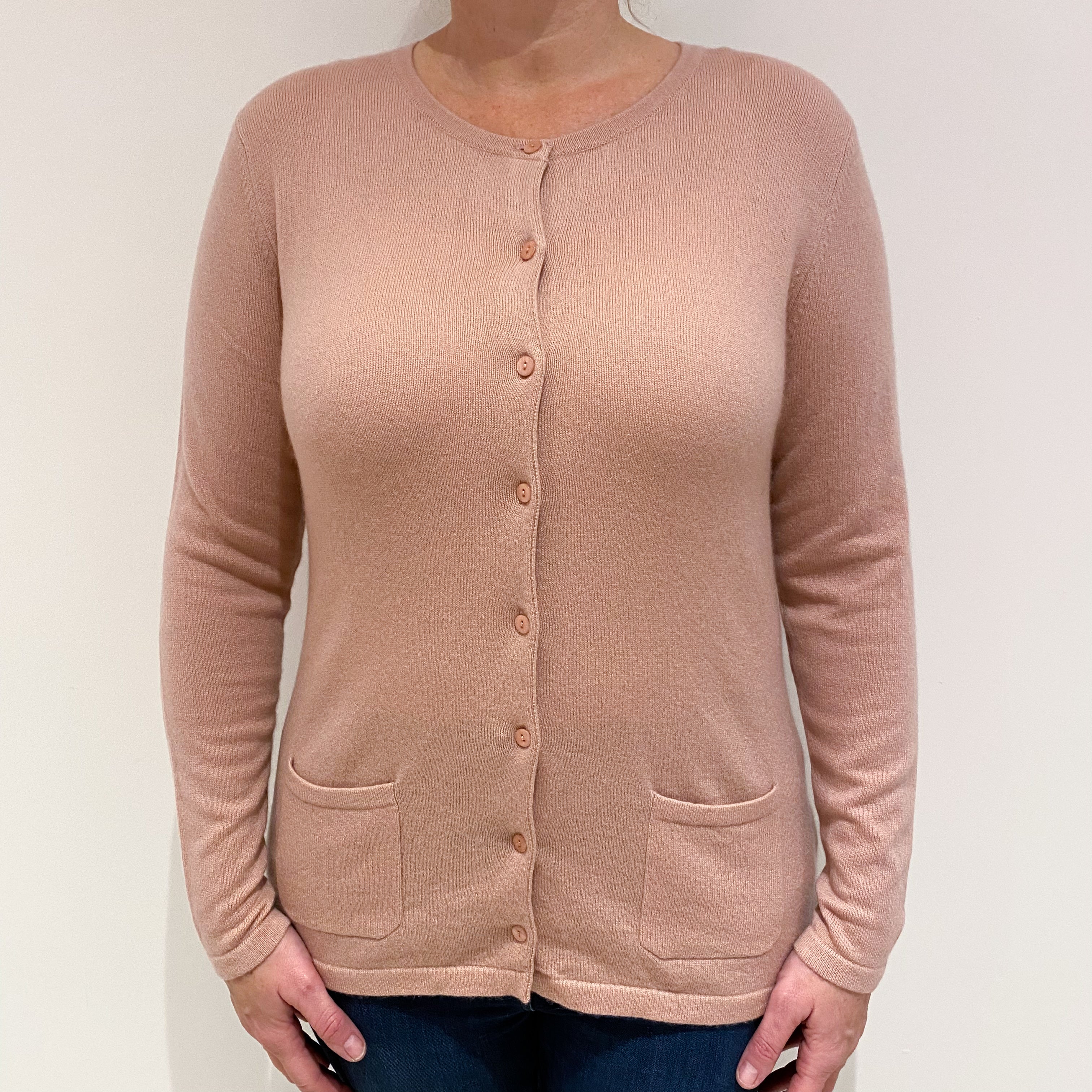 Faded Heather Pink Cashmere Cardigan Large