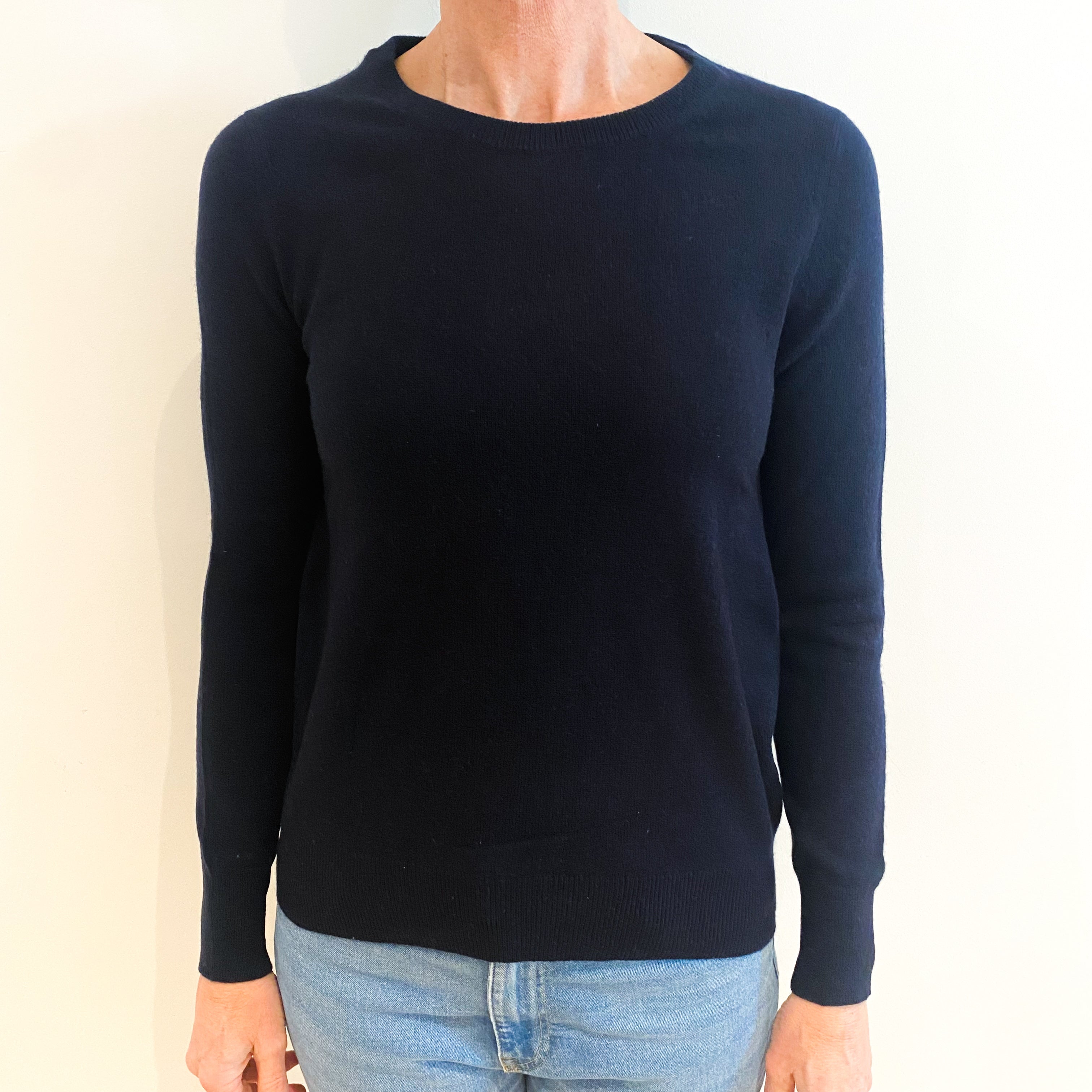 Navy Blue Cashmere Crew Neck Jumper Small