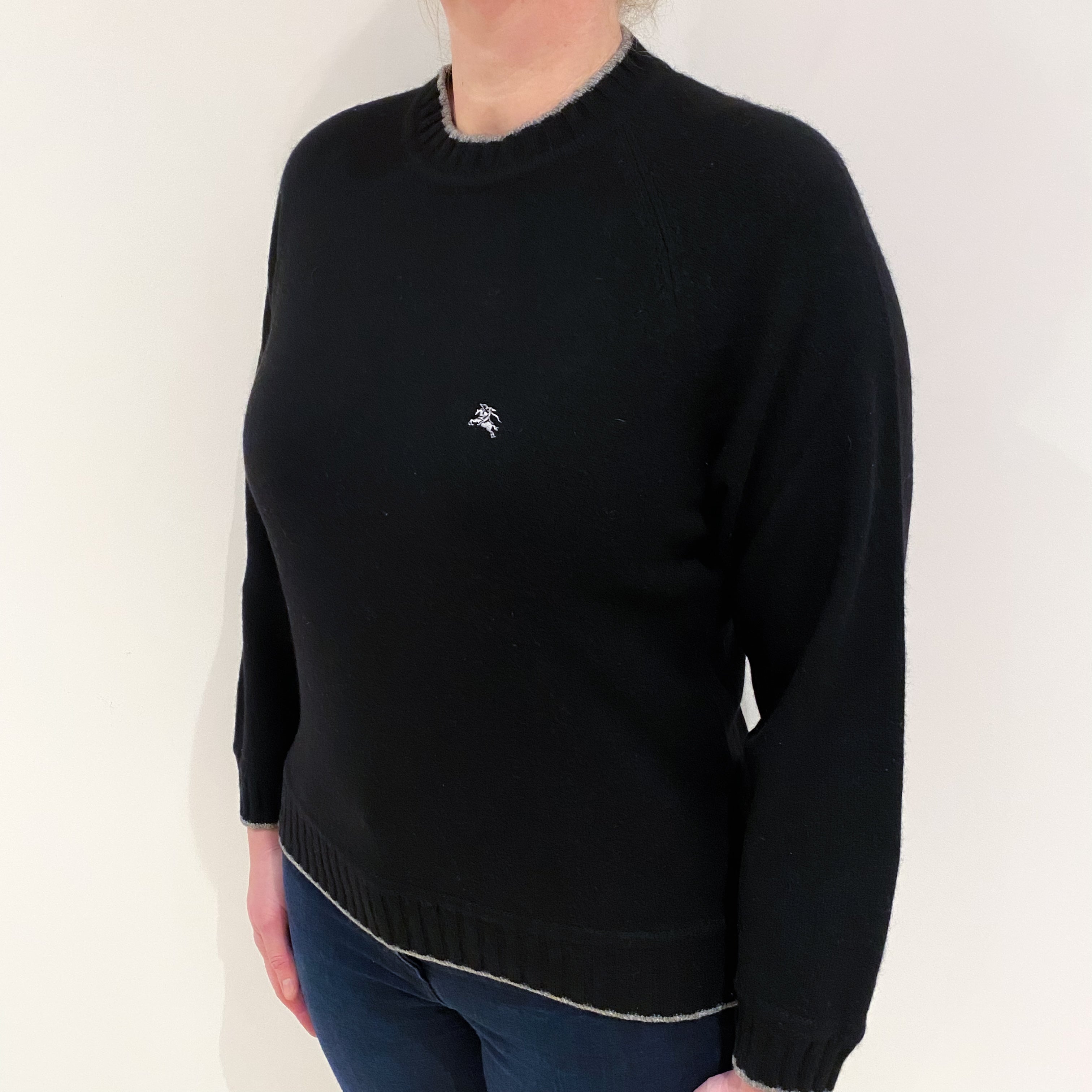 Golf Burberry Black Cashmere Crew Neck Jumper Large