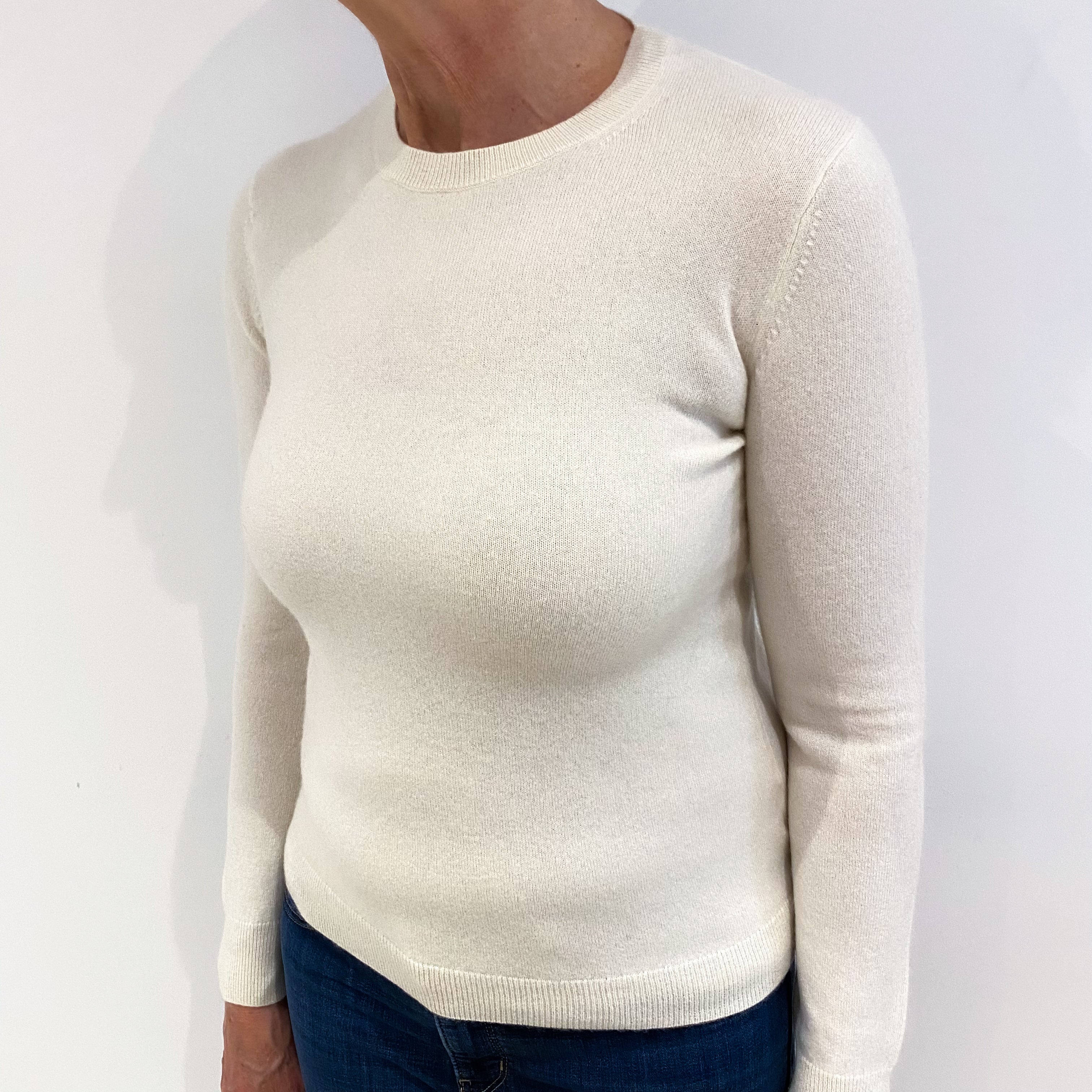 Vanilla Cream Cashmere Crew Neck Jumper Medium