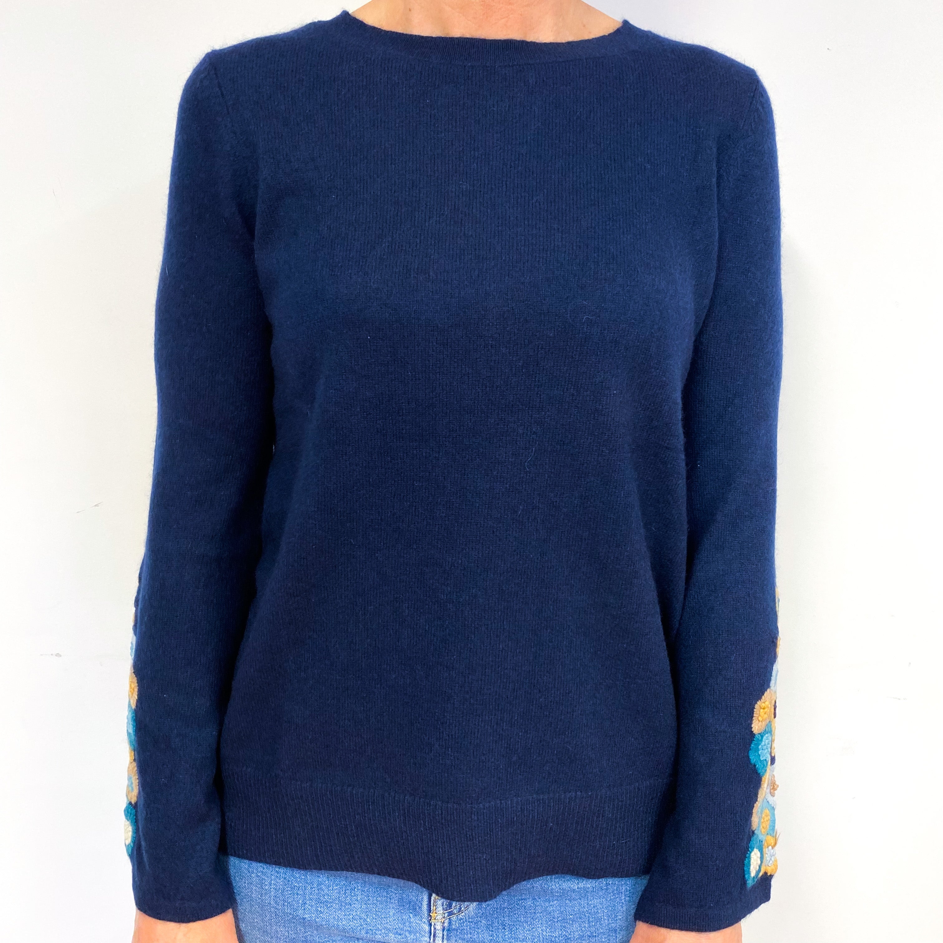 Navy Blue Cashmere Crew Neck Jumper Medium