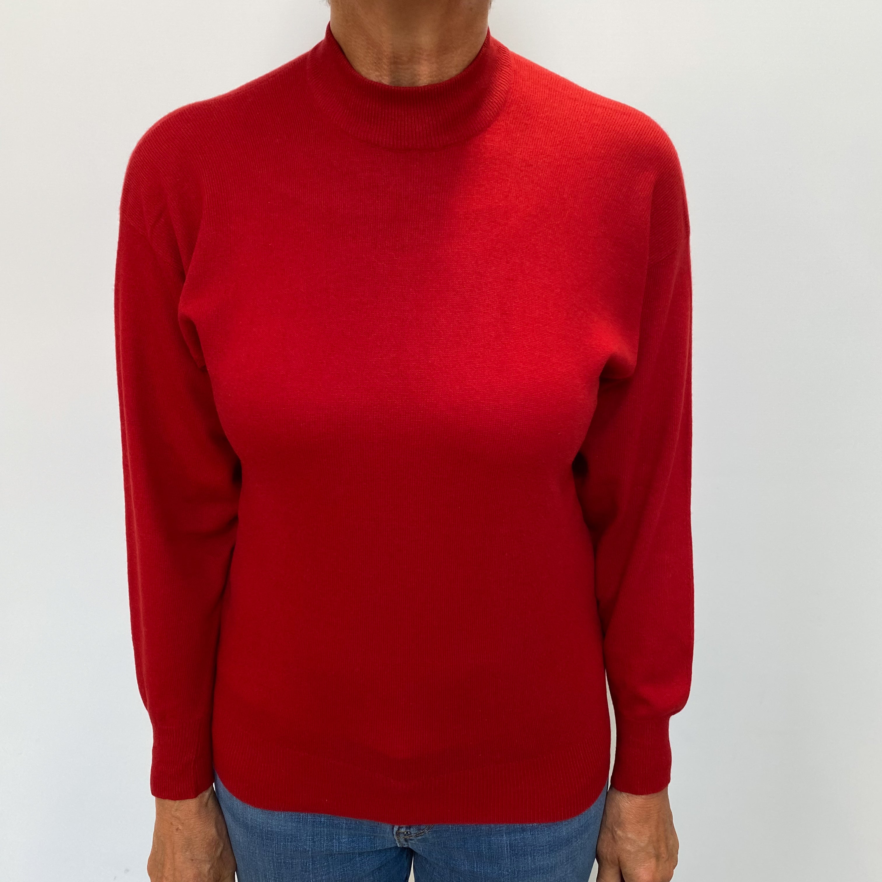 Scarlet Red Cashmere Turtle Neck Jumper Medium