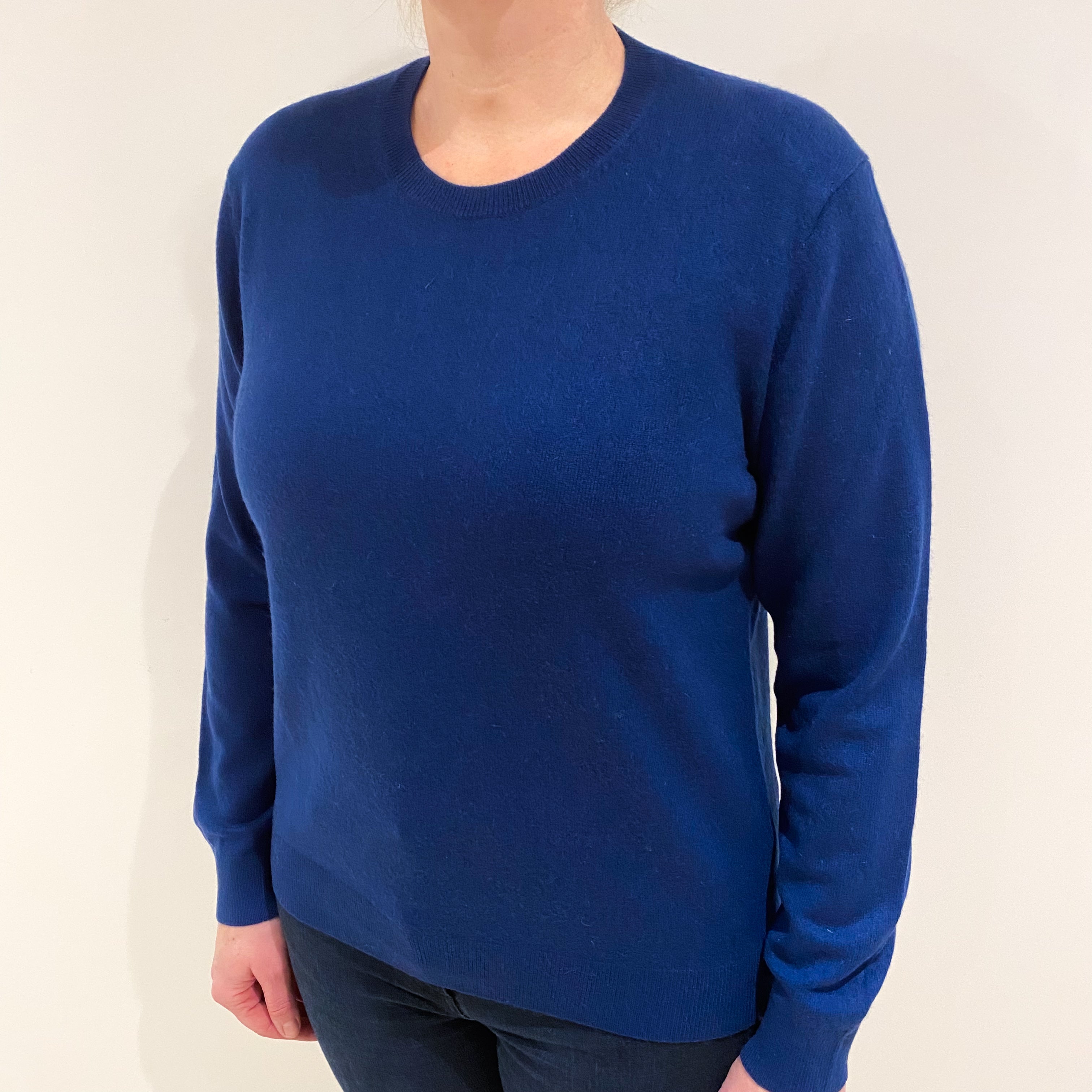 Naval Blue Cashmere Crew Neck Jumper Large