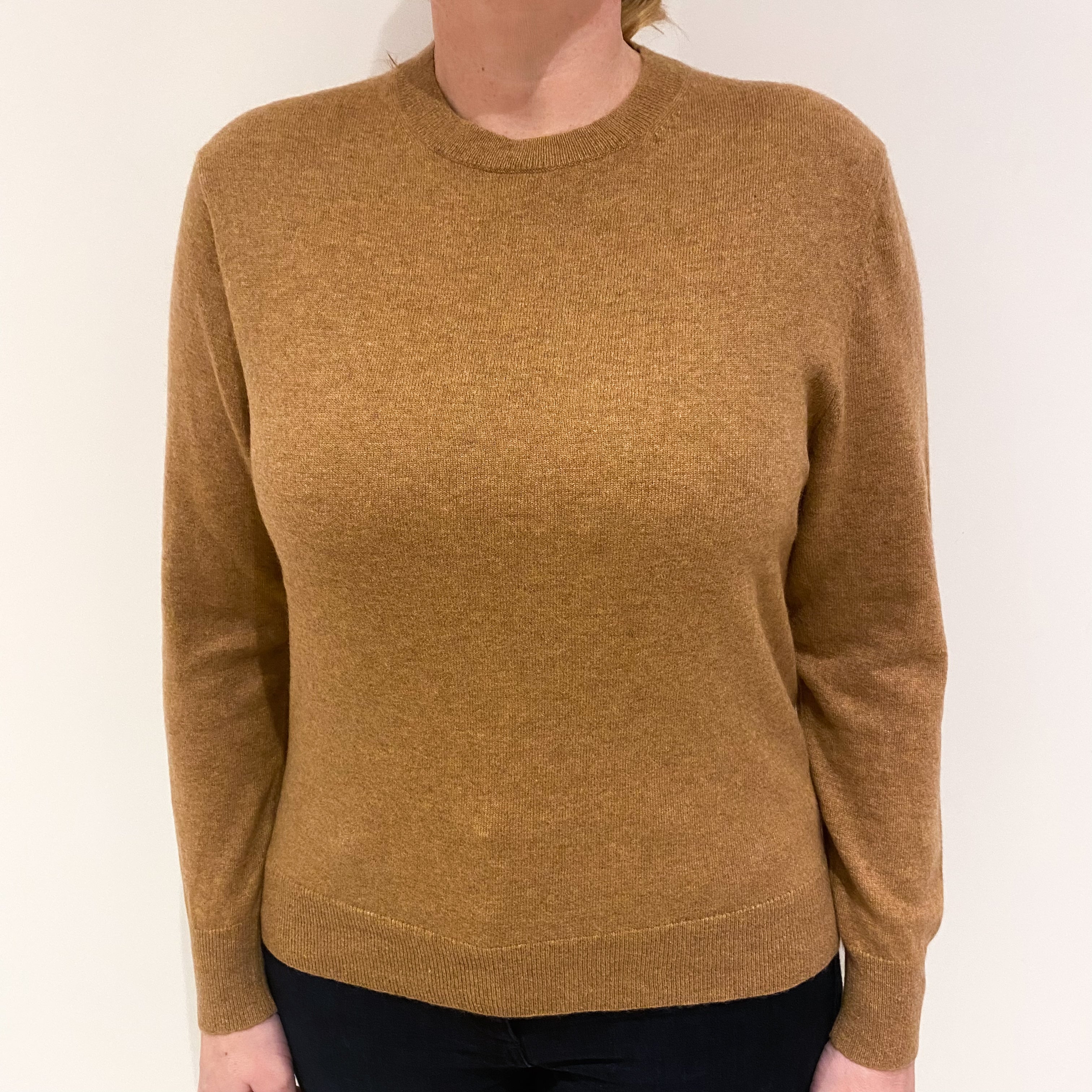Butterscotch Brown Cashmere Crew Neck Jumper Large