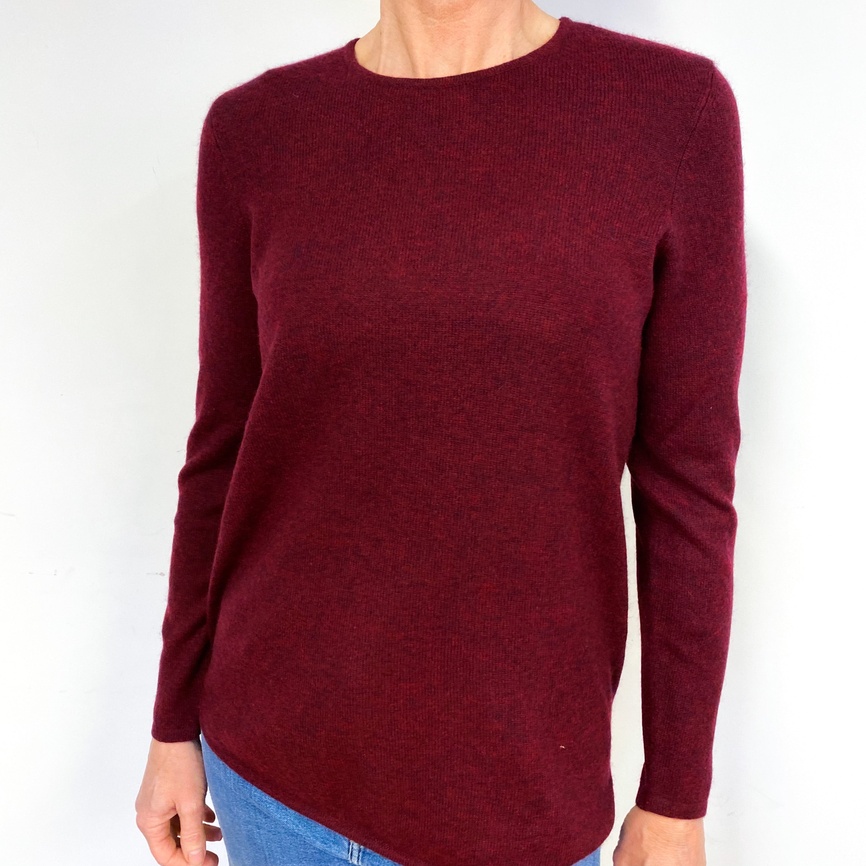 Burgundy Red Cashmere Crew Neck Jumper Medium