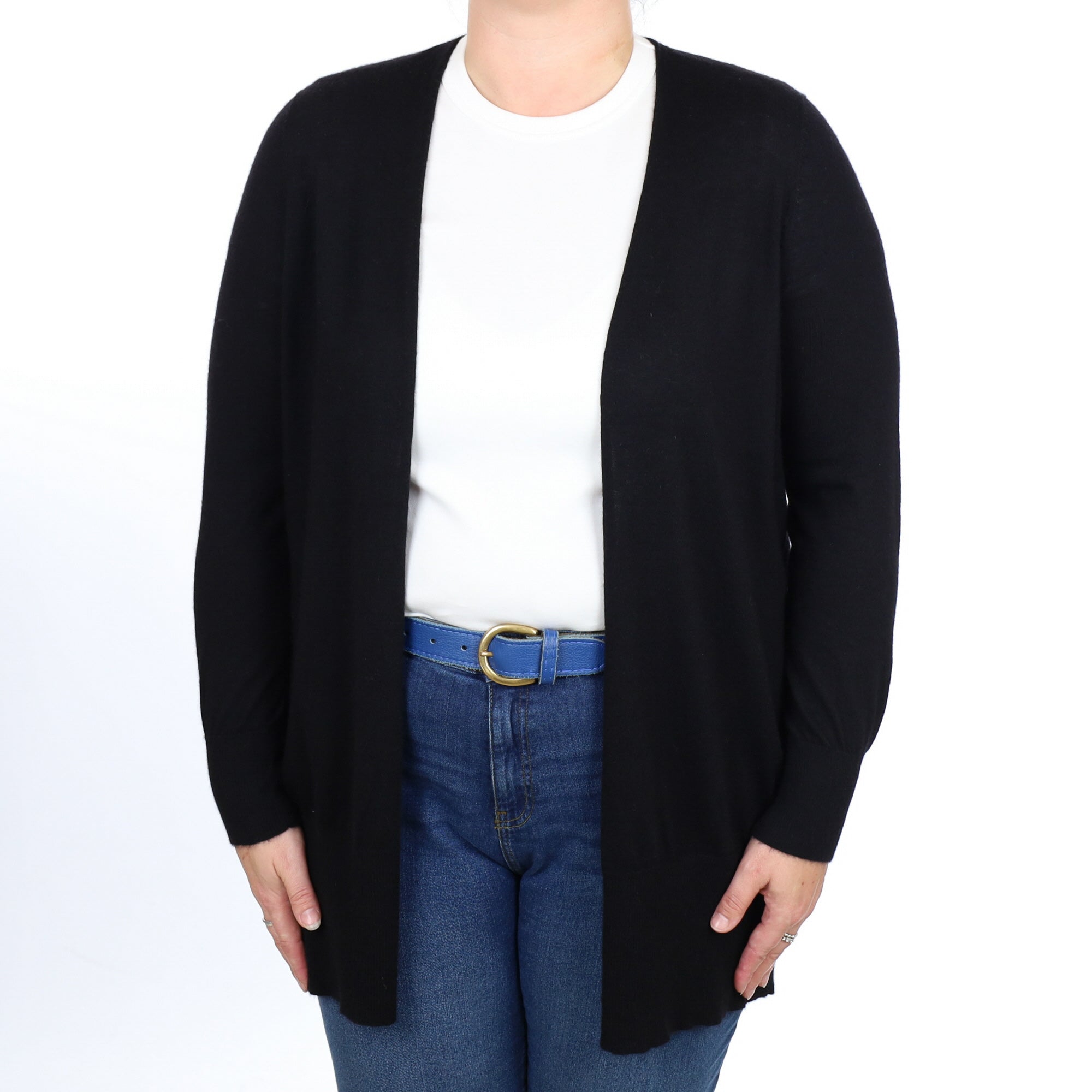 Eileen Fisher Black Cashmere Edge To Edge Cardigan Large