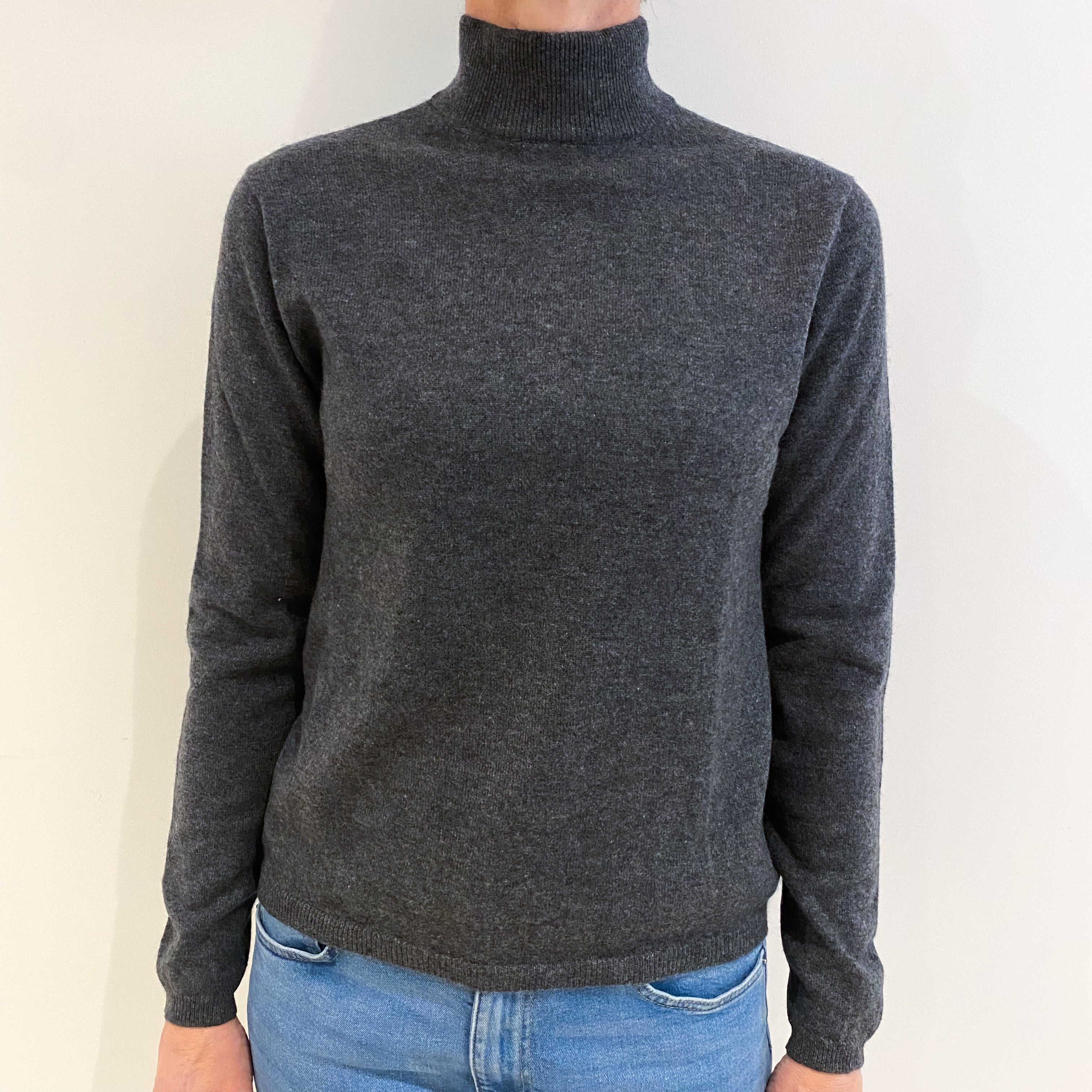 Slate Grey Cashmere Turtle Neck Jumper Small