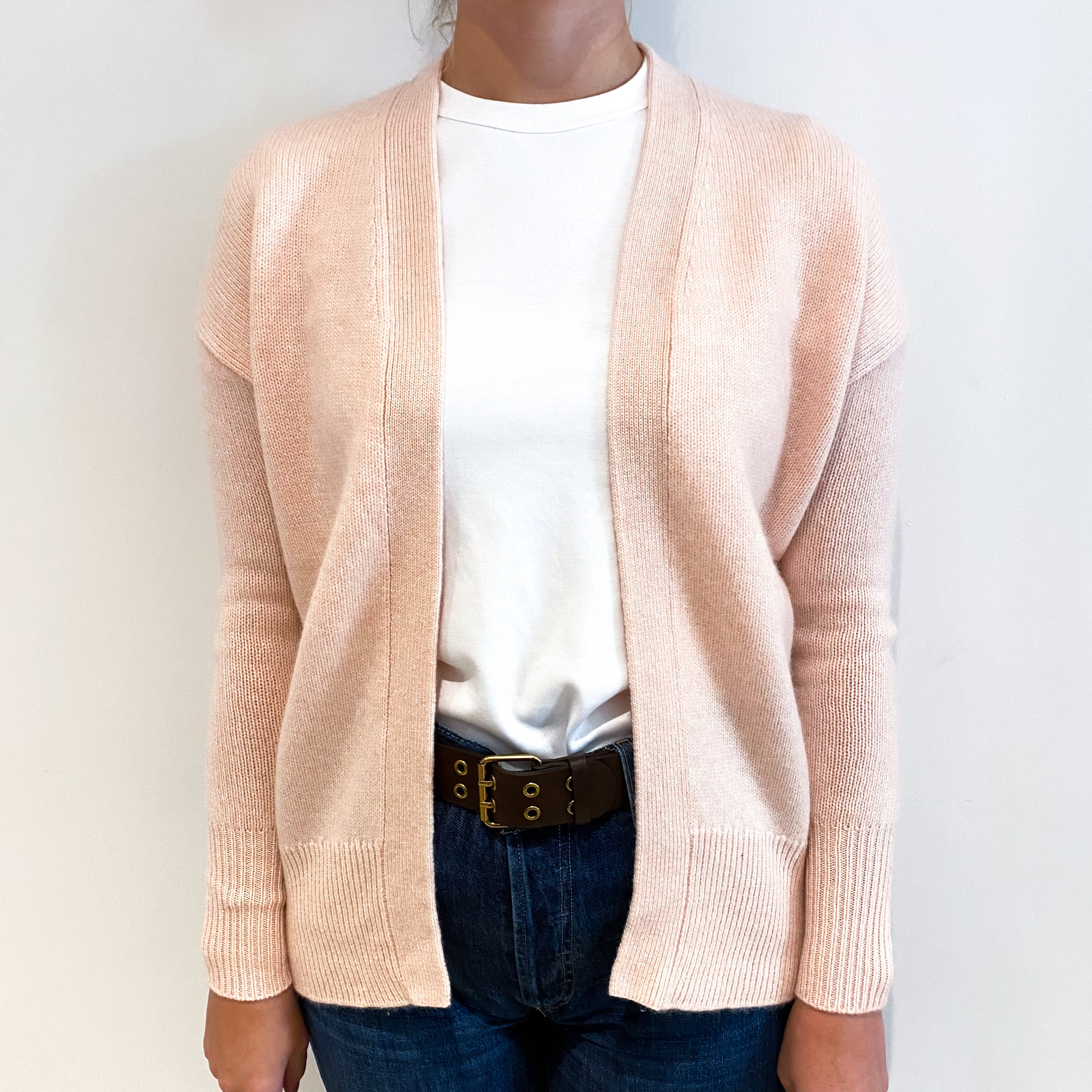 Magaschoni Pale Pink Cashmere Edge to Edge Cardigan Small