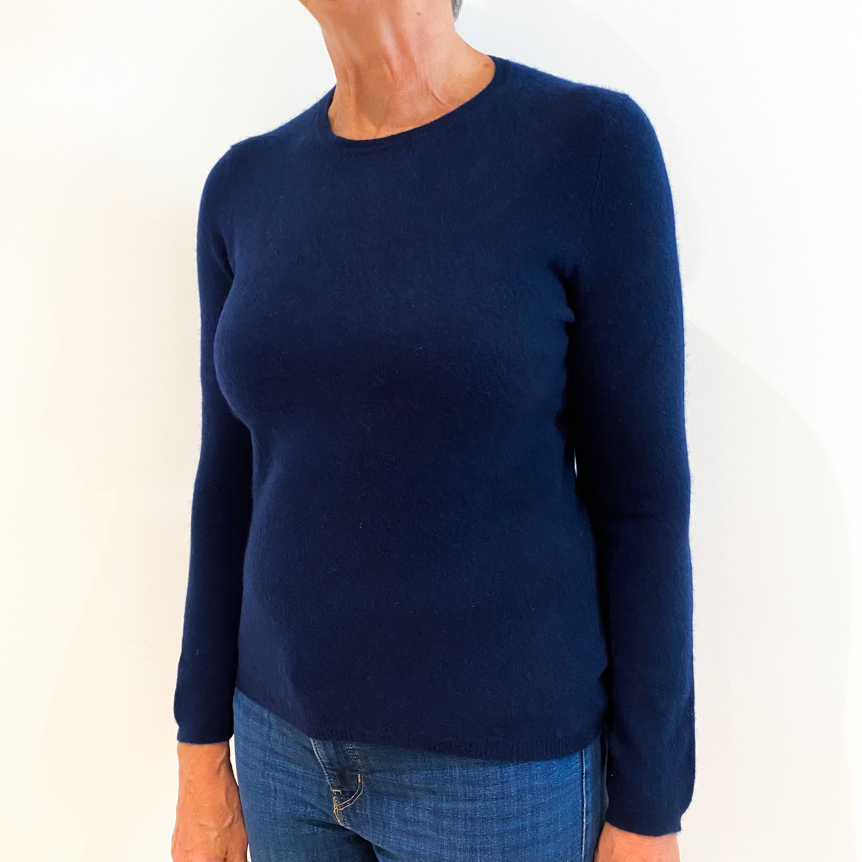 Navy Blue Cashmere Crew Neck Jumper Medium