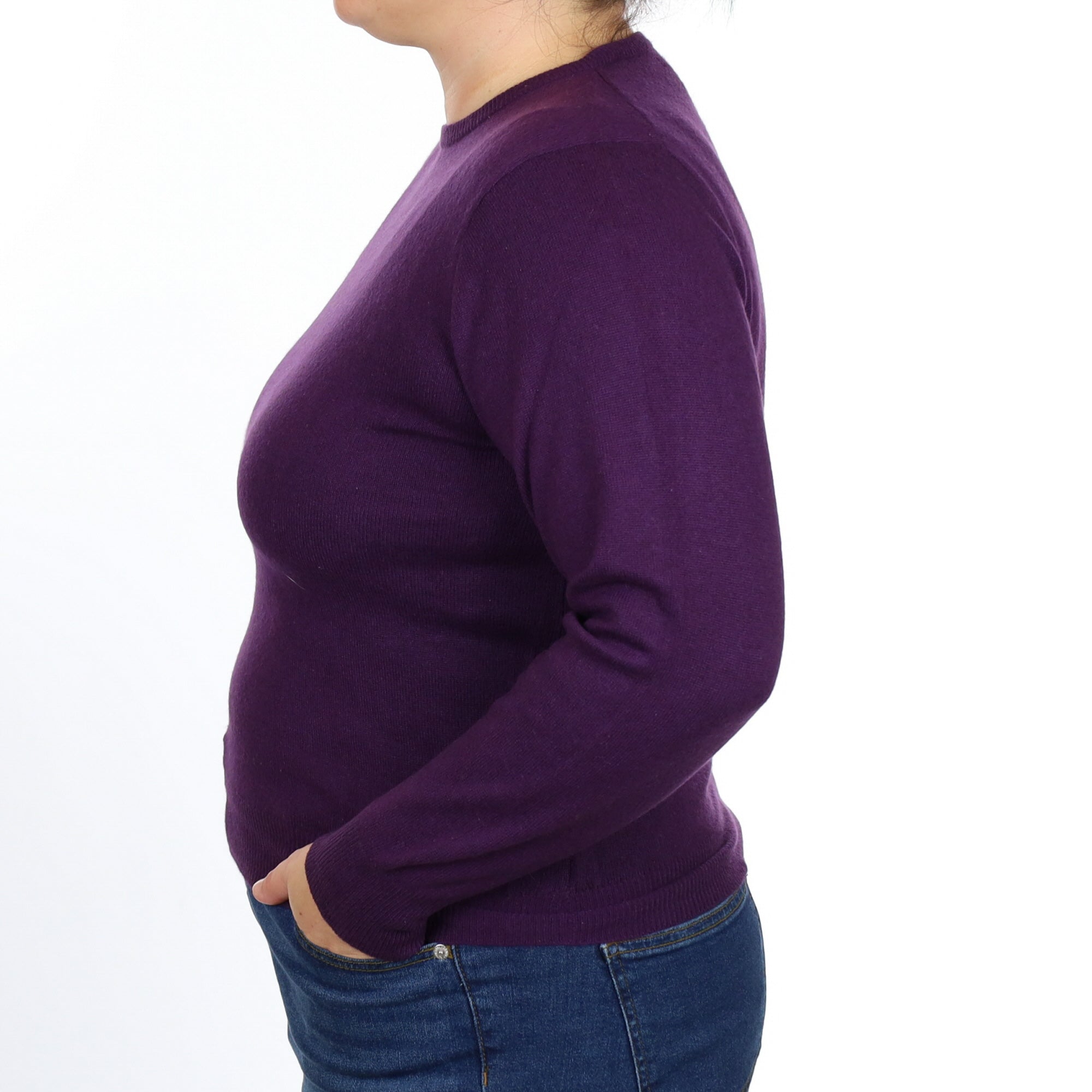Iris Purple Cashmere Crew Neck Jumper Large