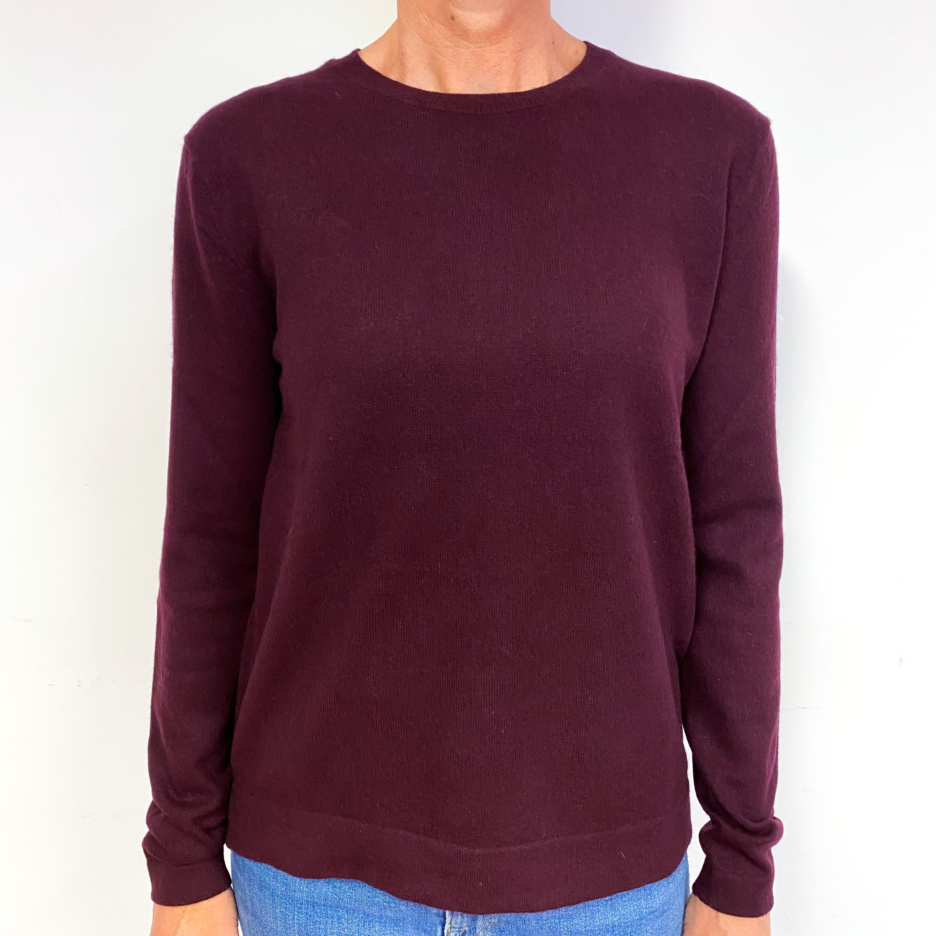 Ralph Lauren Aubergine Purple Cashmere Crew Neck Jumper Medium