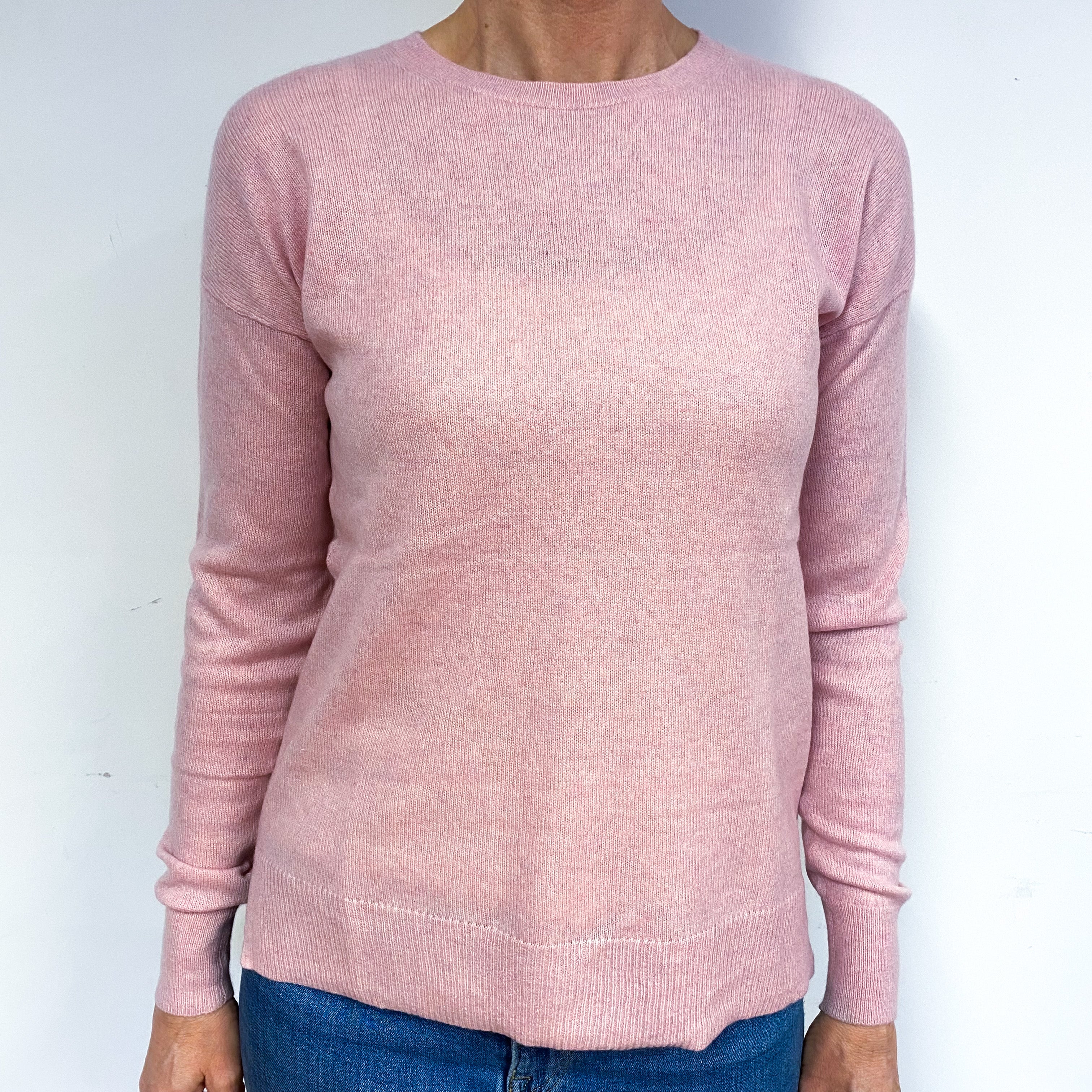 Carnation Pink Cashmere Crew Neck Jumper Medium