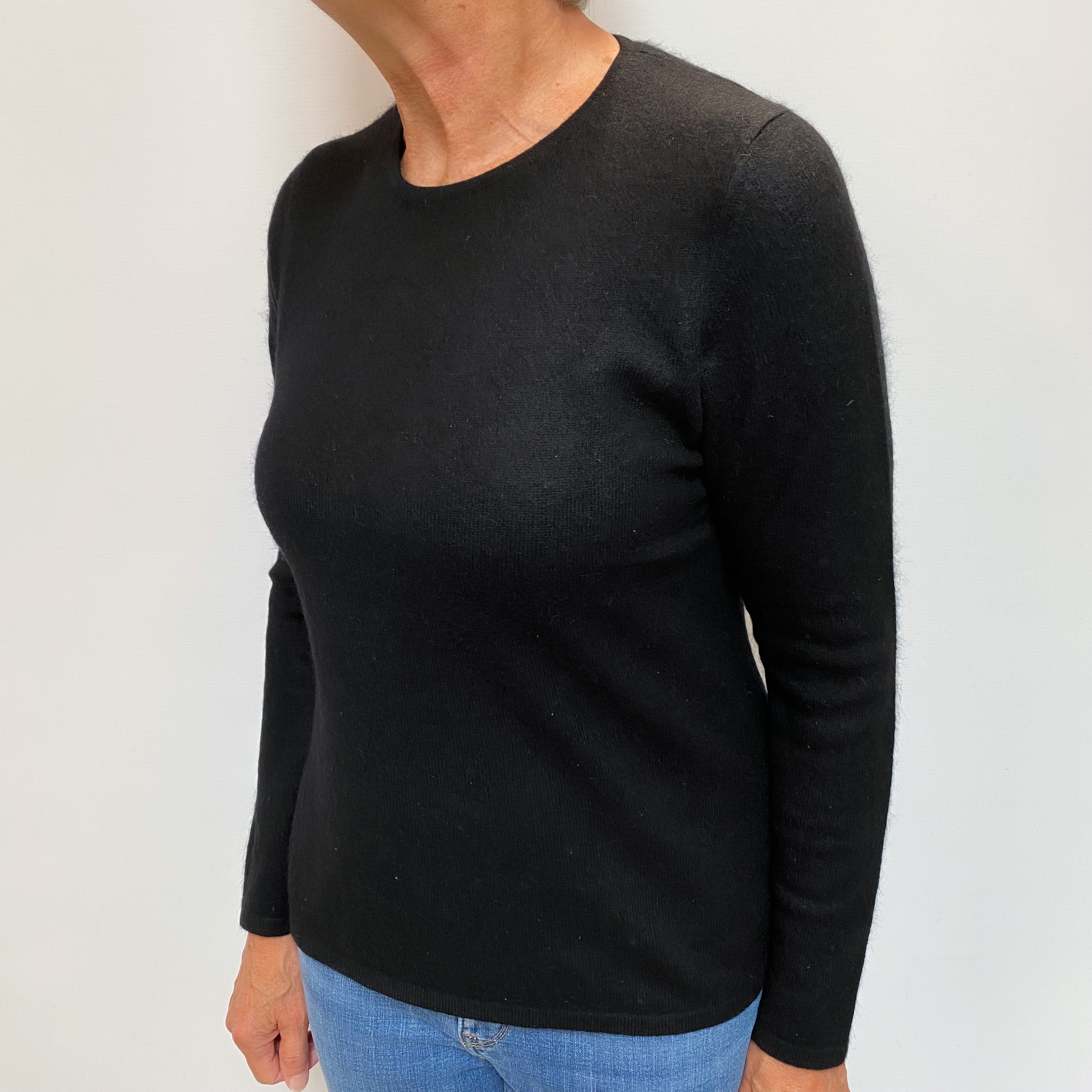 Black Cashmere Crew Neck Jumper Medium