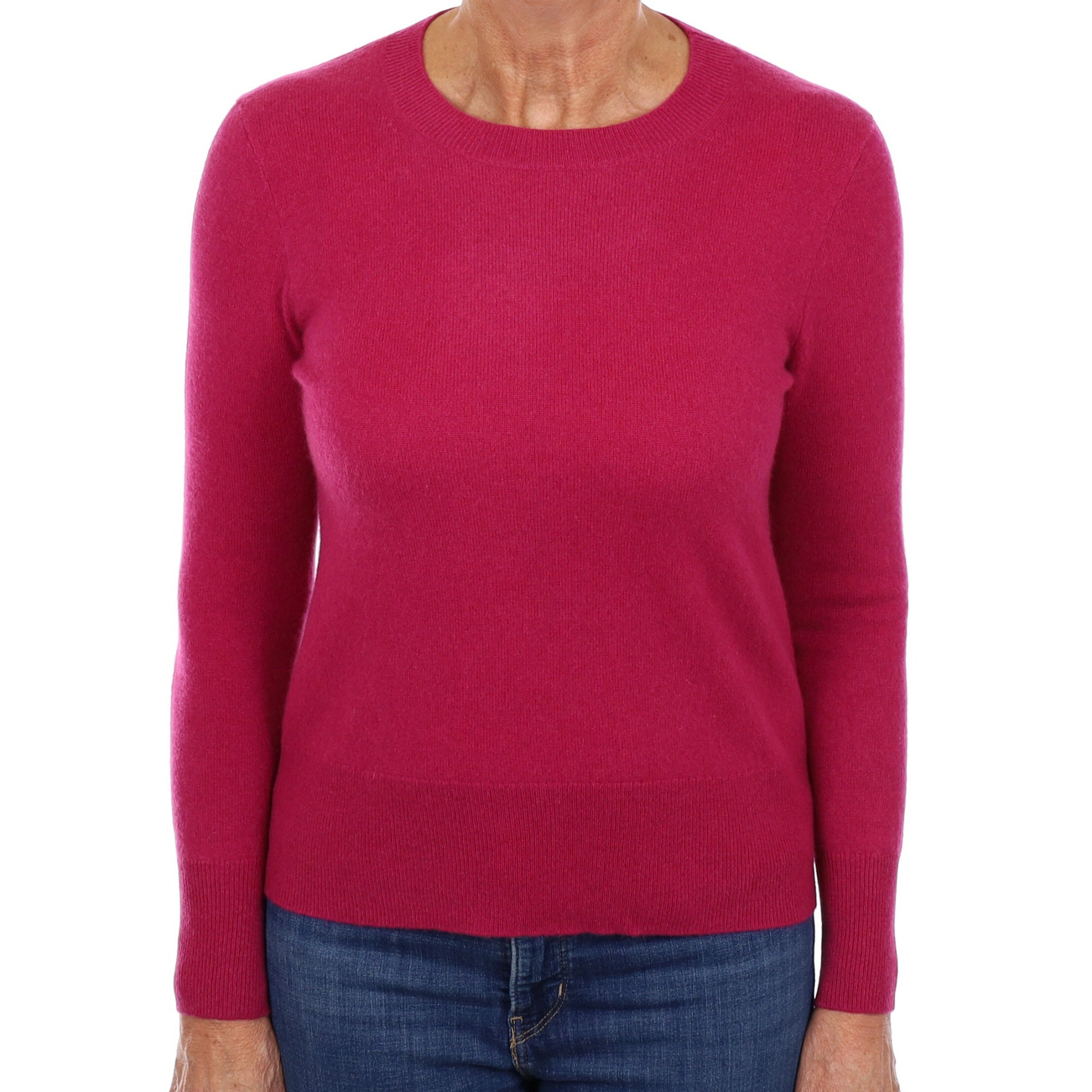 Raspberry Pink Cashmere Crew Neck Jumper Medium