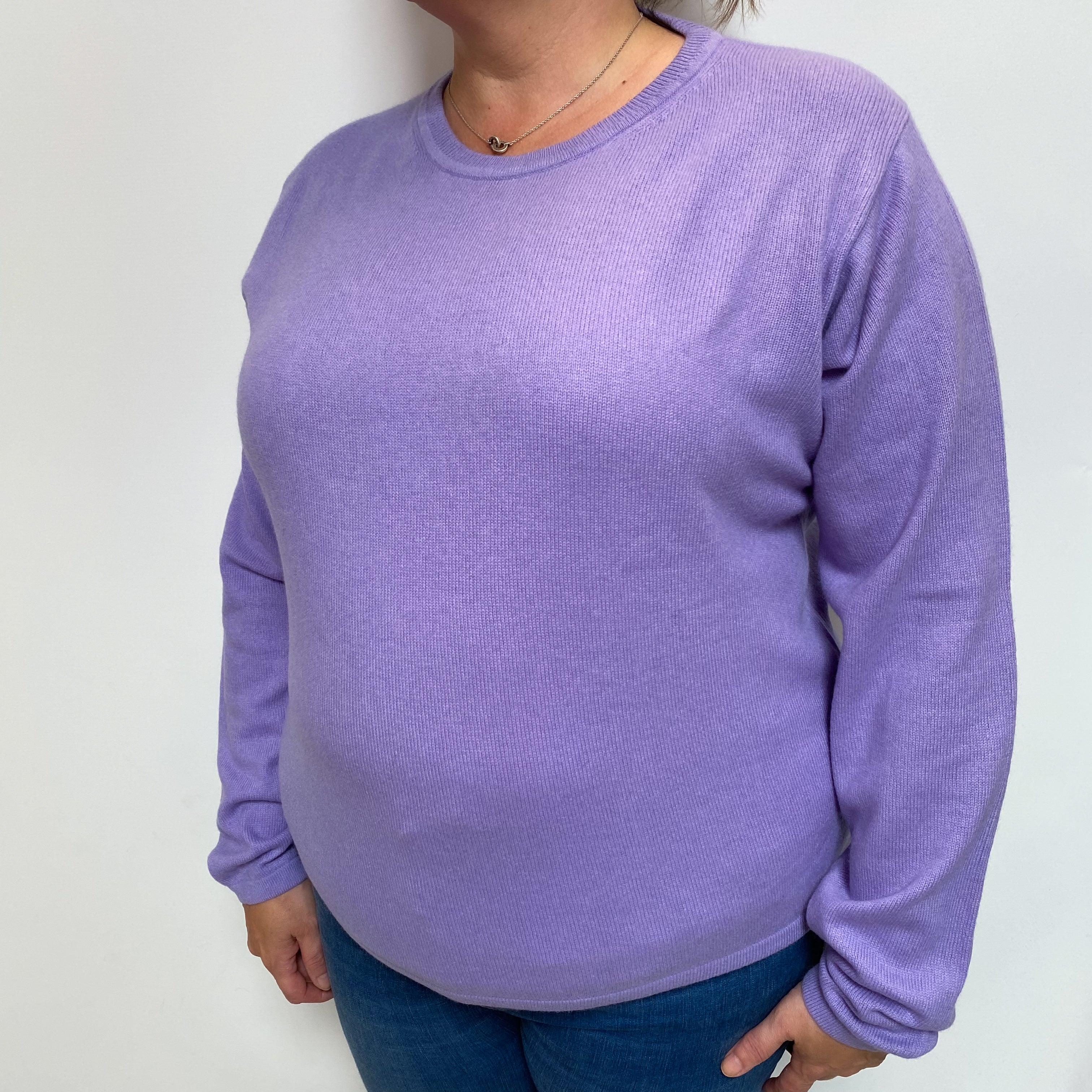 Periwinkle Purple Cashmere Crew Neck Jumper Extra Large