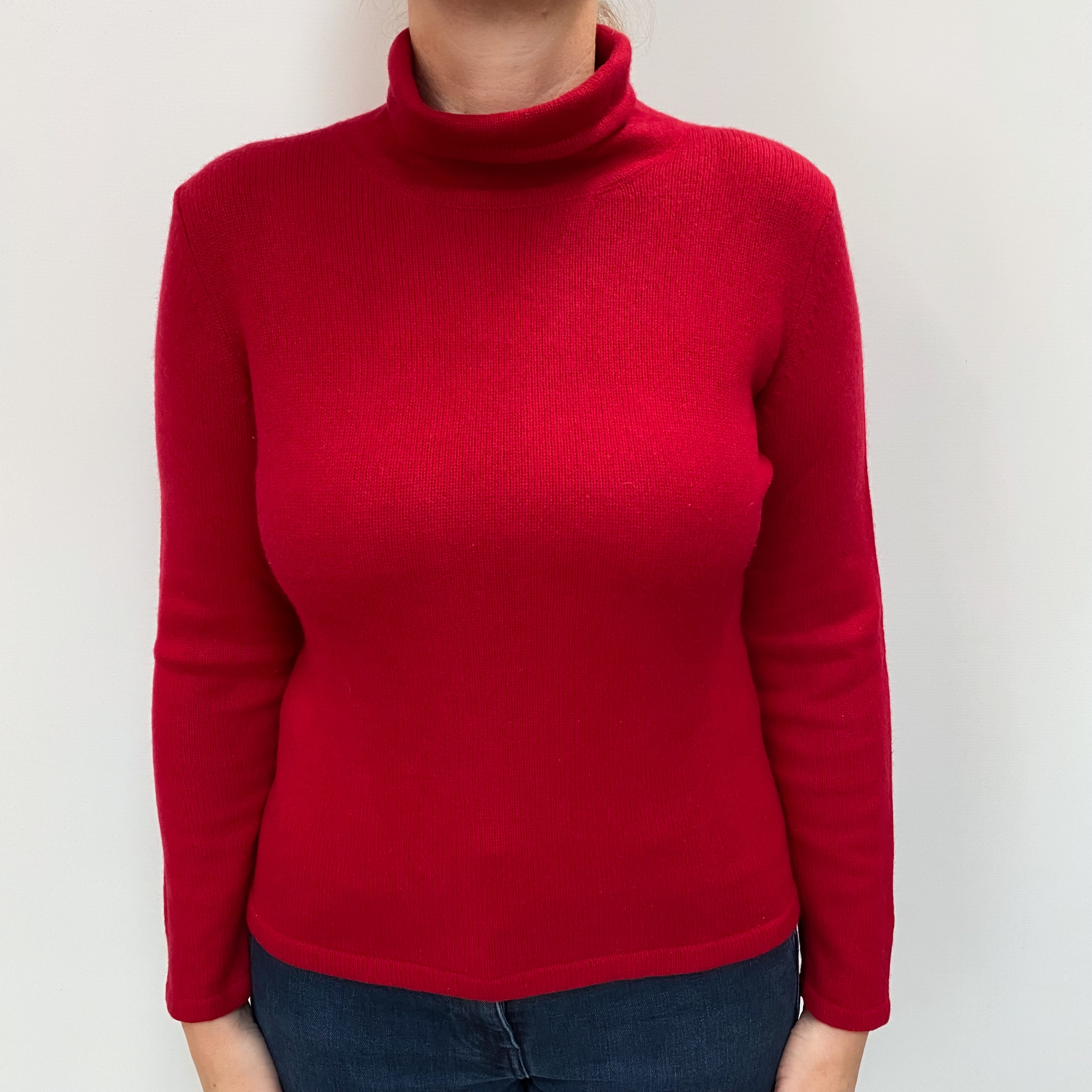 Post Box Red Cashmere Funnel Neck Jumper Large