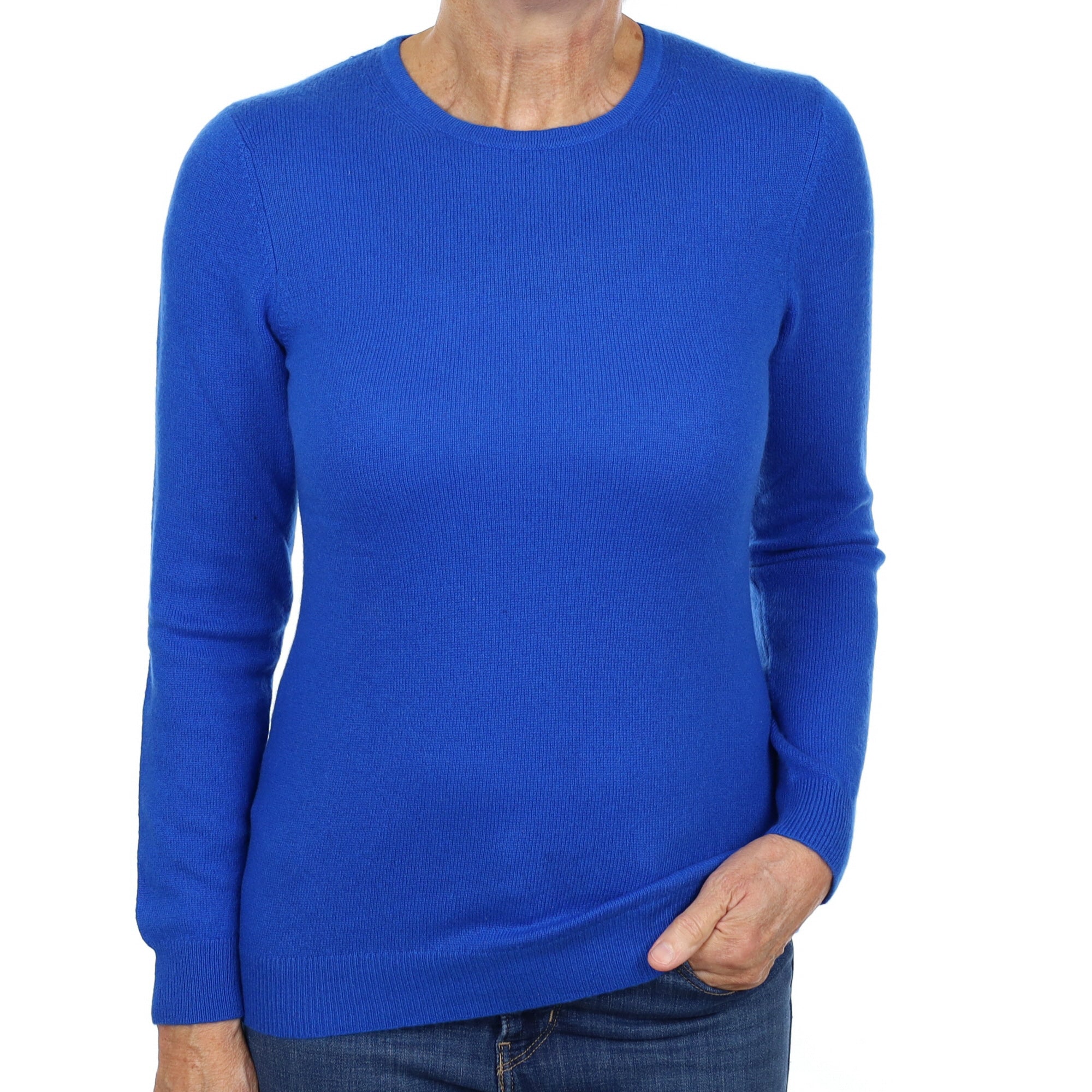 Electric Blue Cashmere Crew Neck Jumper Medium