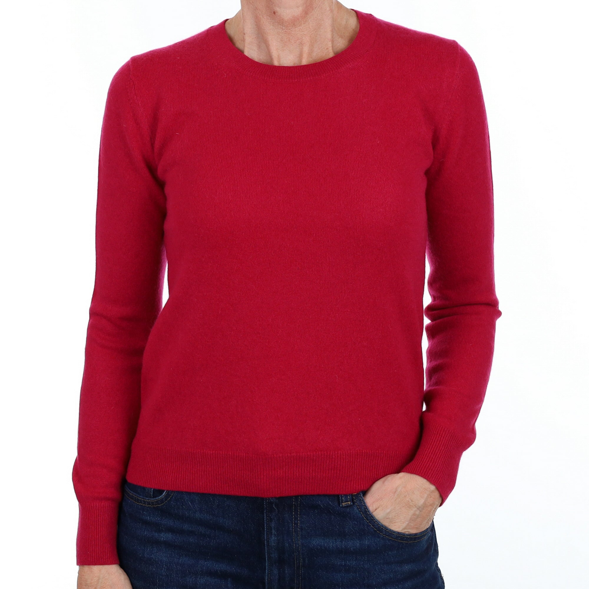 Cherry Pink Cashmere Crew Neck Jumper Small