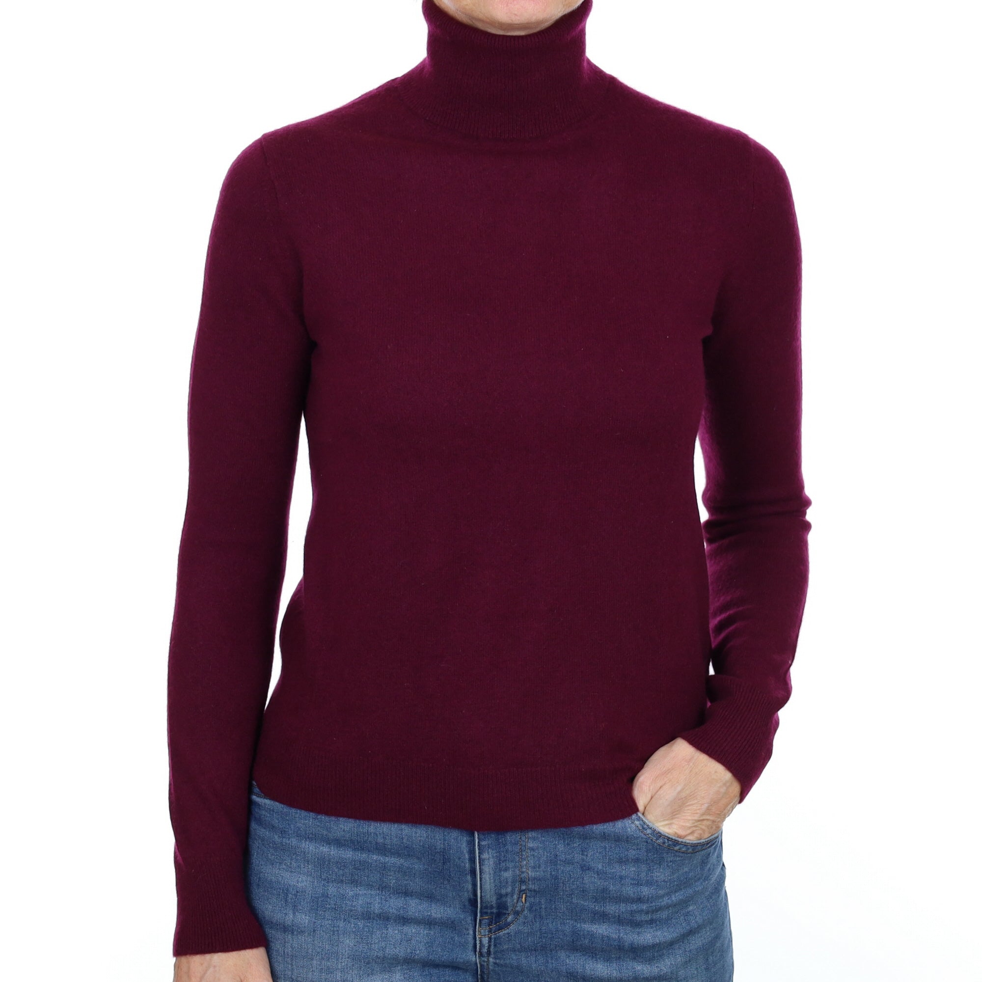 Mulberry Purple Cashmere Polo Neck Jumper Small
