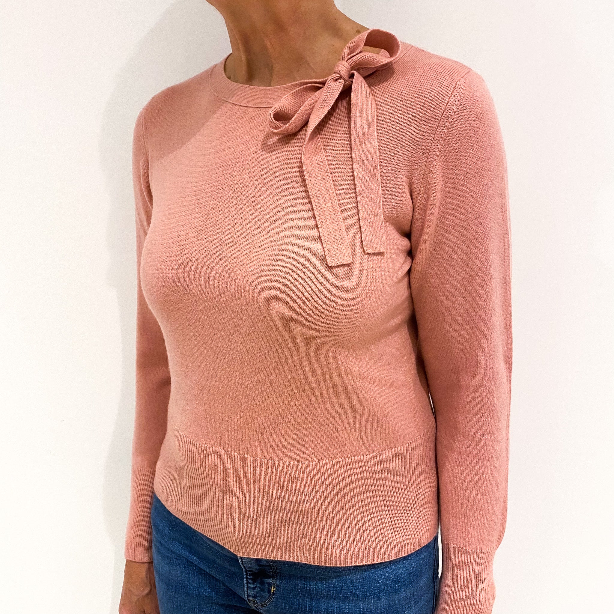 Dusty Pink Cashmere Crew Neck Jumper Medium