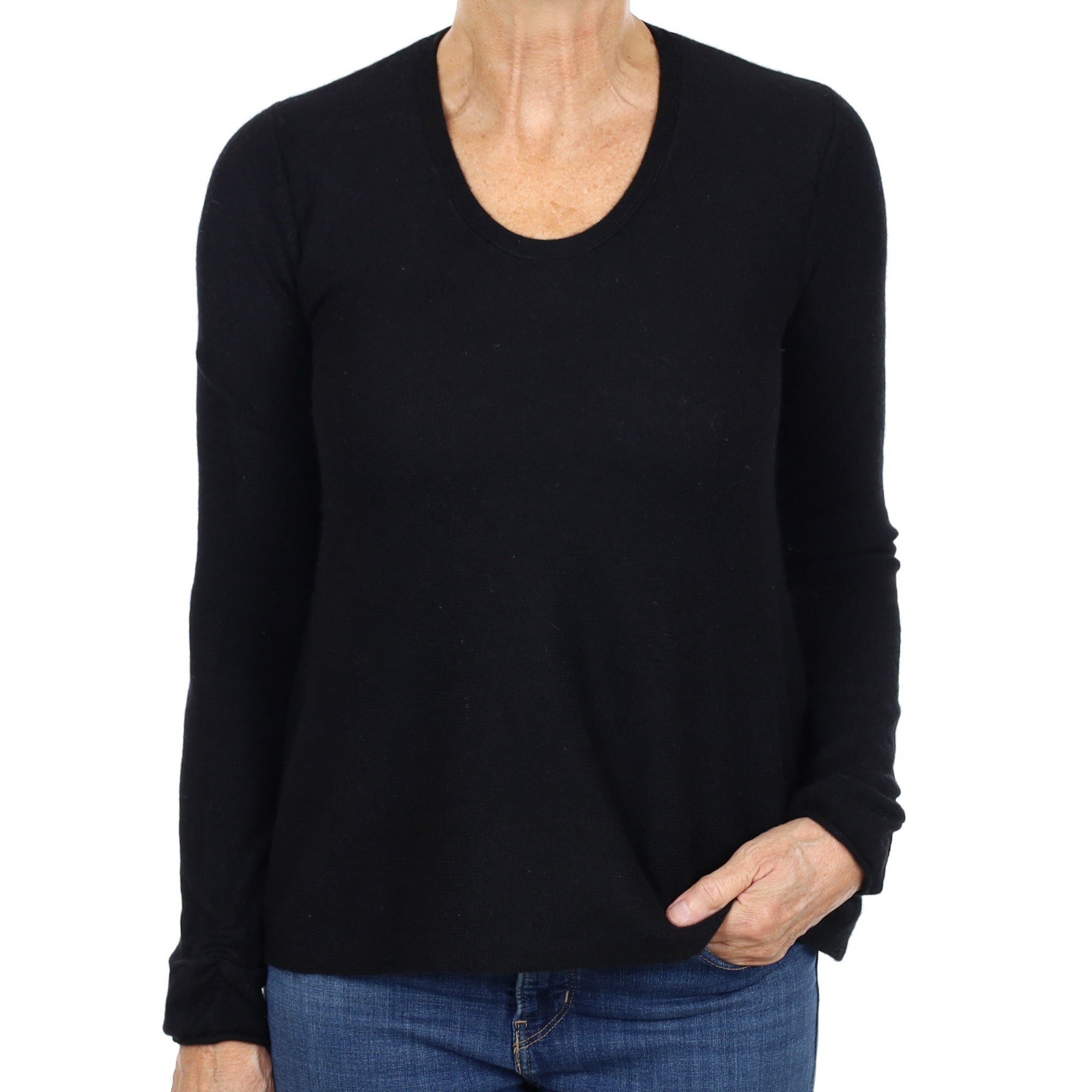 Black Cashmere Scoop Neck Jumper Medium