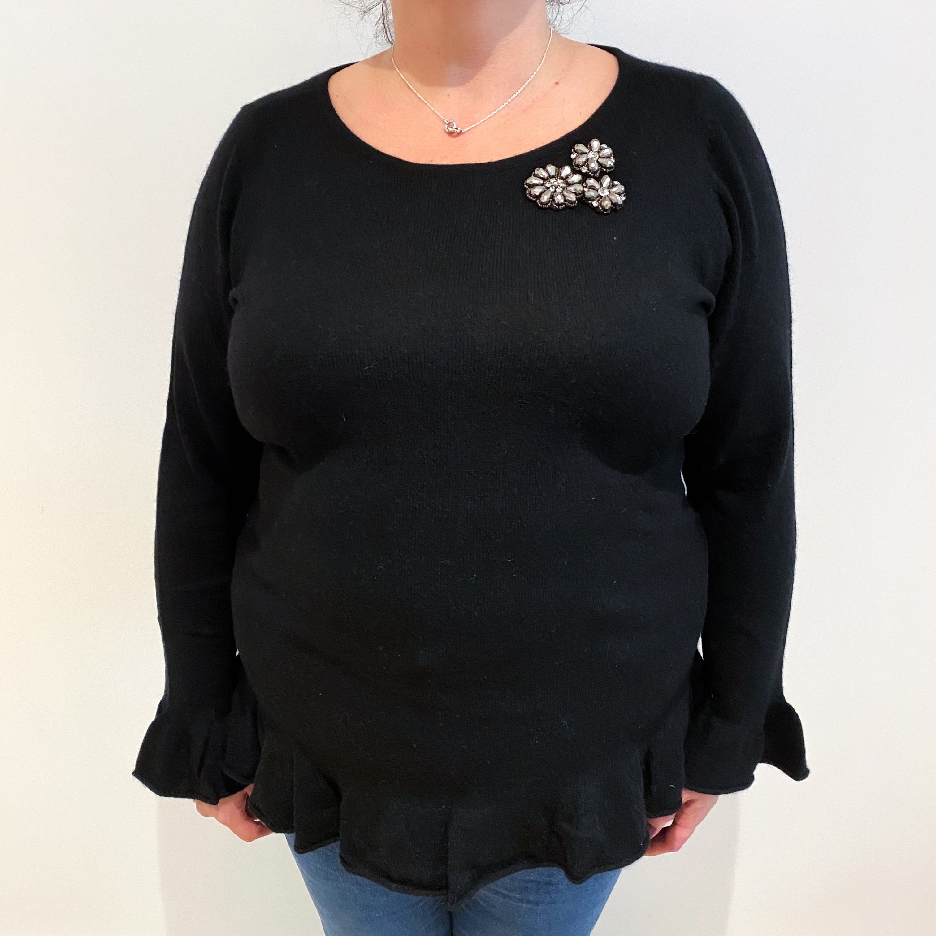 Black Cashmere Crew Neck Jumper Extra Large
