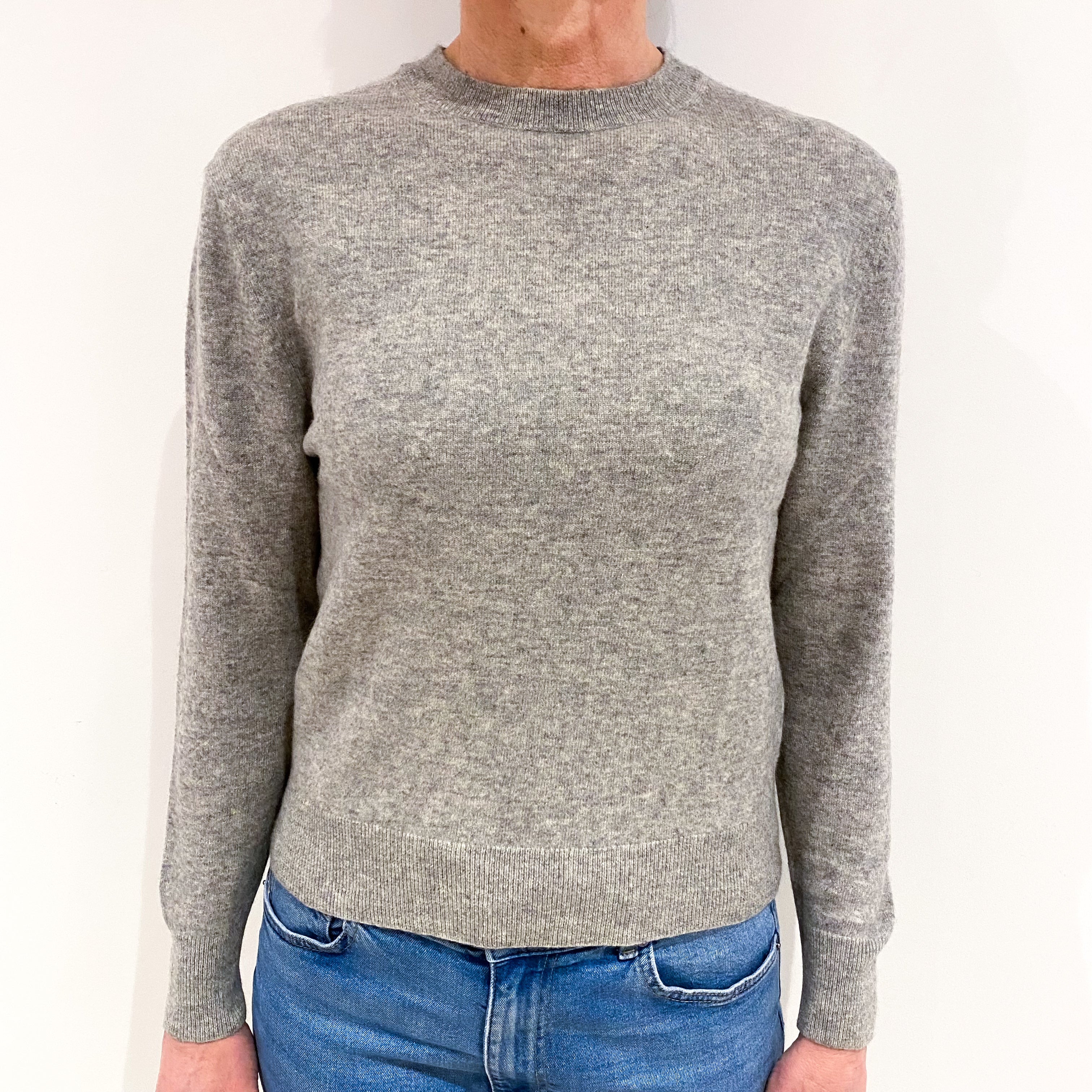 Smoke Grey Cashmere Crew Neck Jumper Small