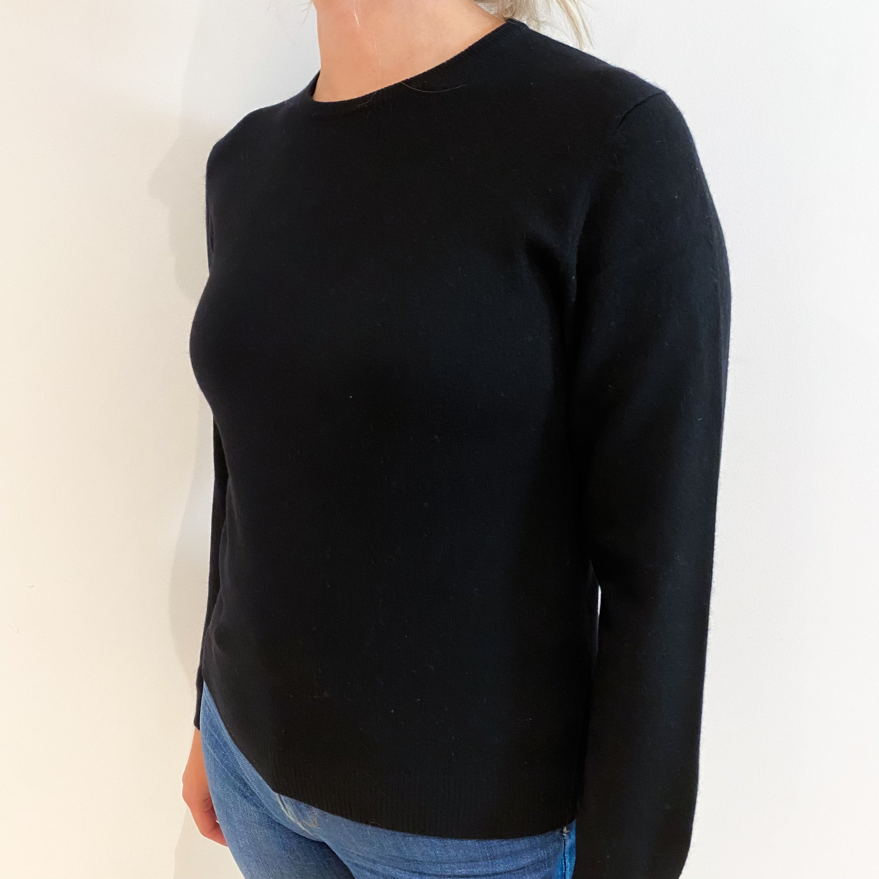 Black Cashmere Crew Neck Jumper Small