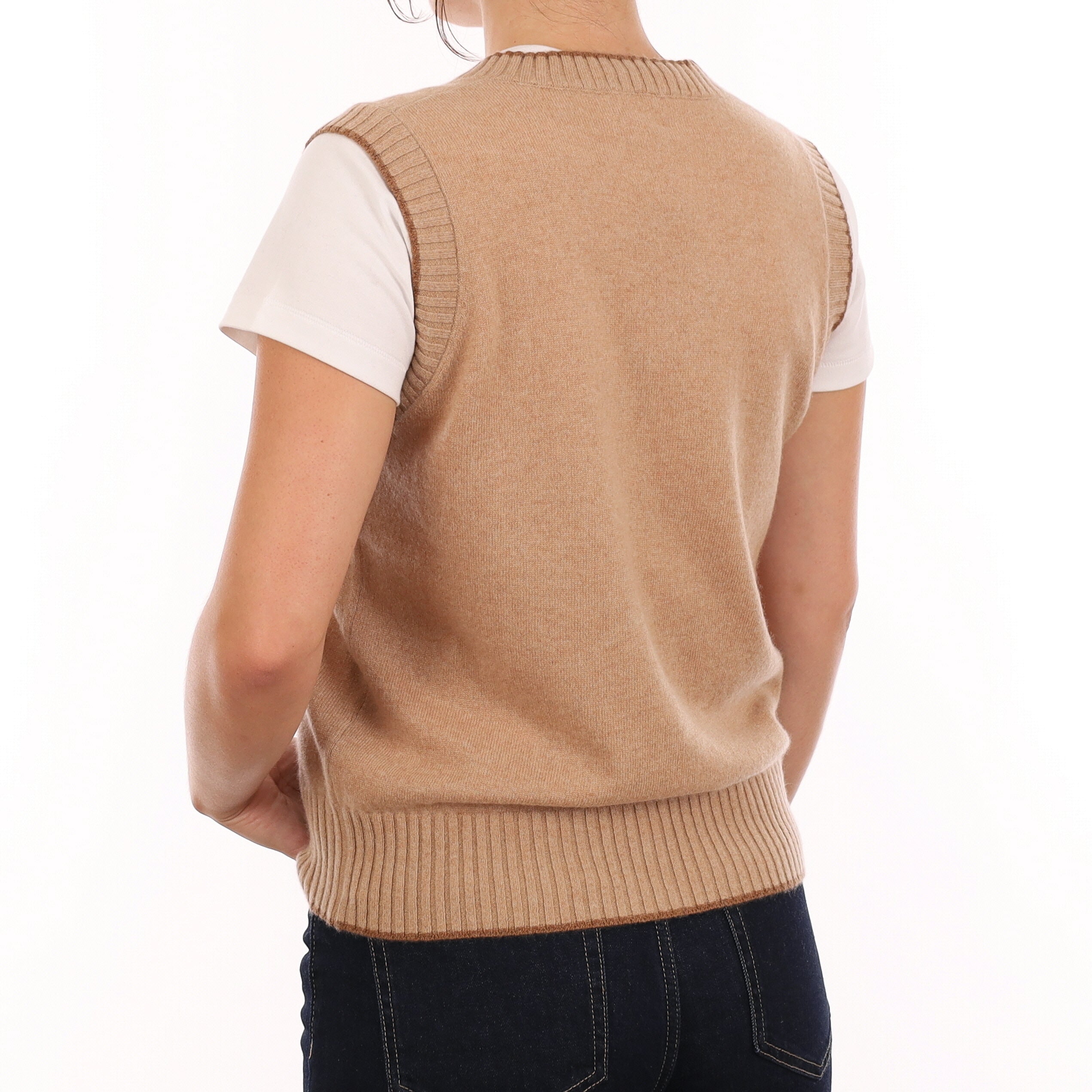 Brand New Caramel and Harvest Cashmere V Neck Tank Top Medium UK 12-14