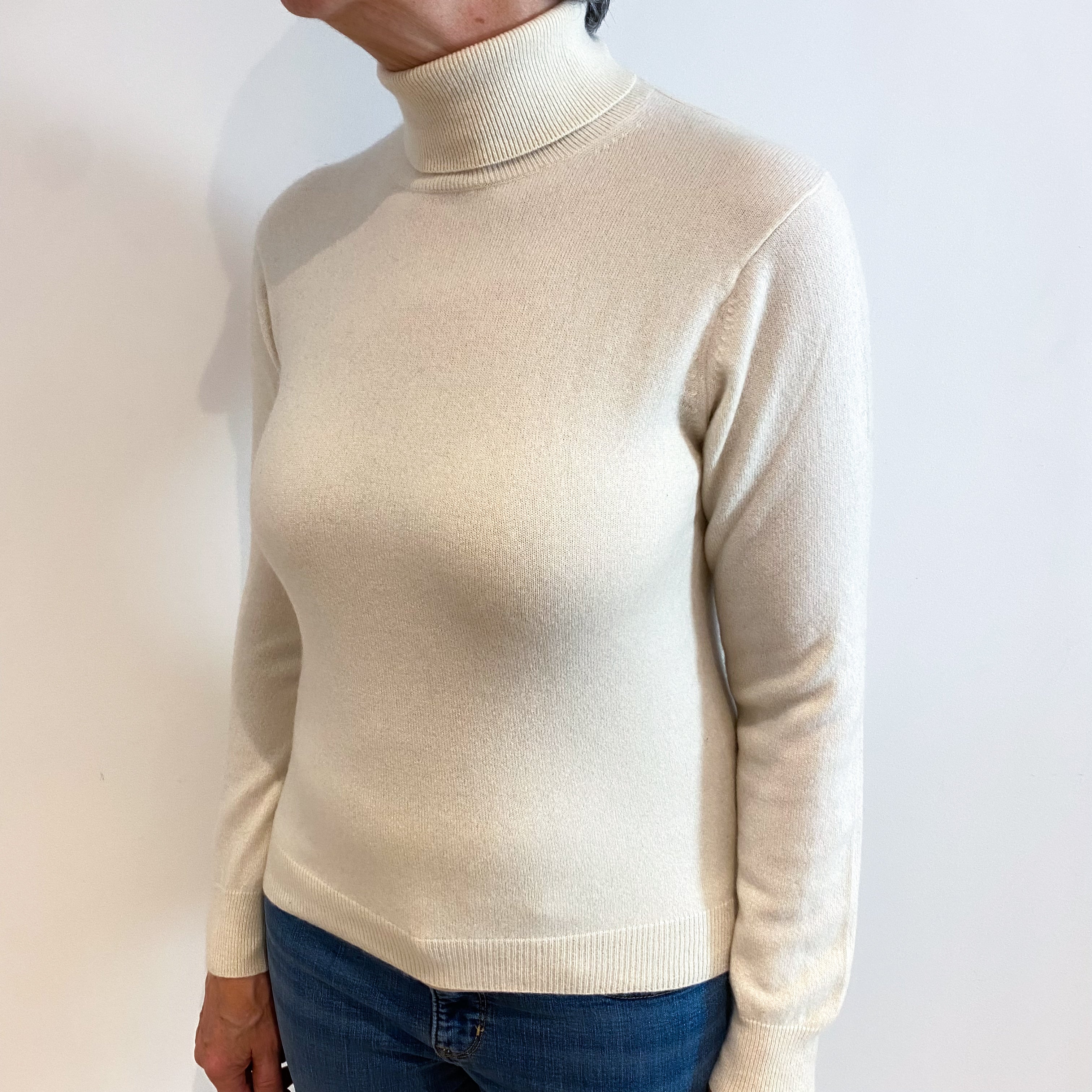 Cream Cashmere Polo Neck Jumper Medium
