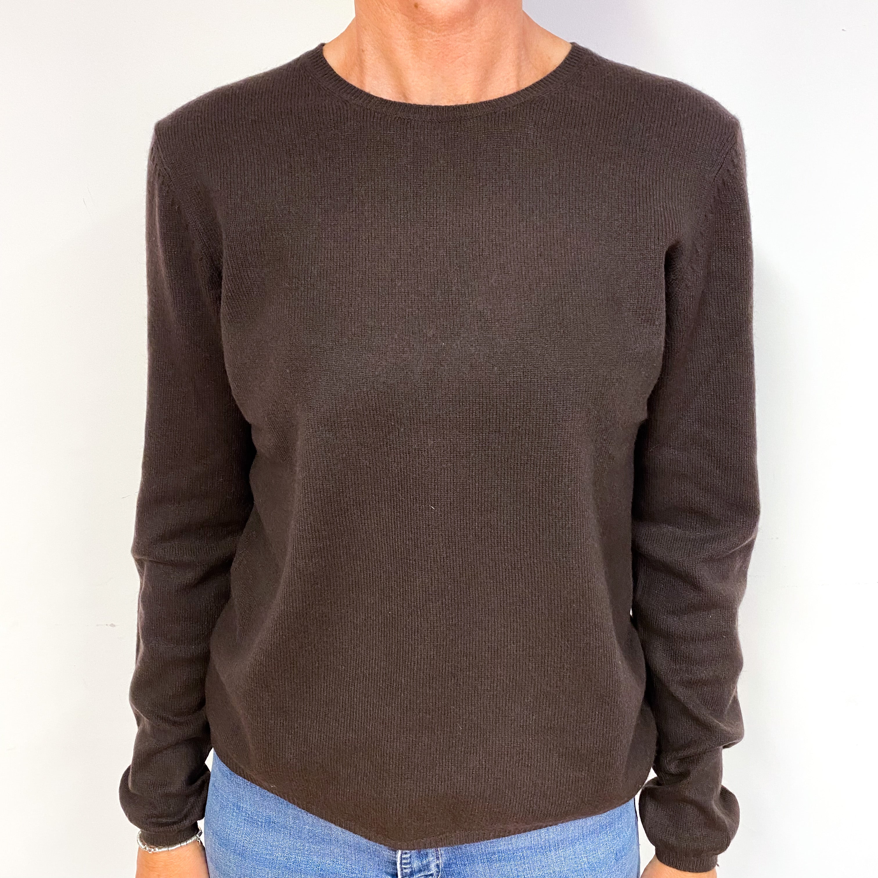 Peppercorn Brown Cashmere Crew Neck Jumper Medium