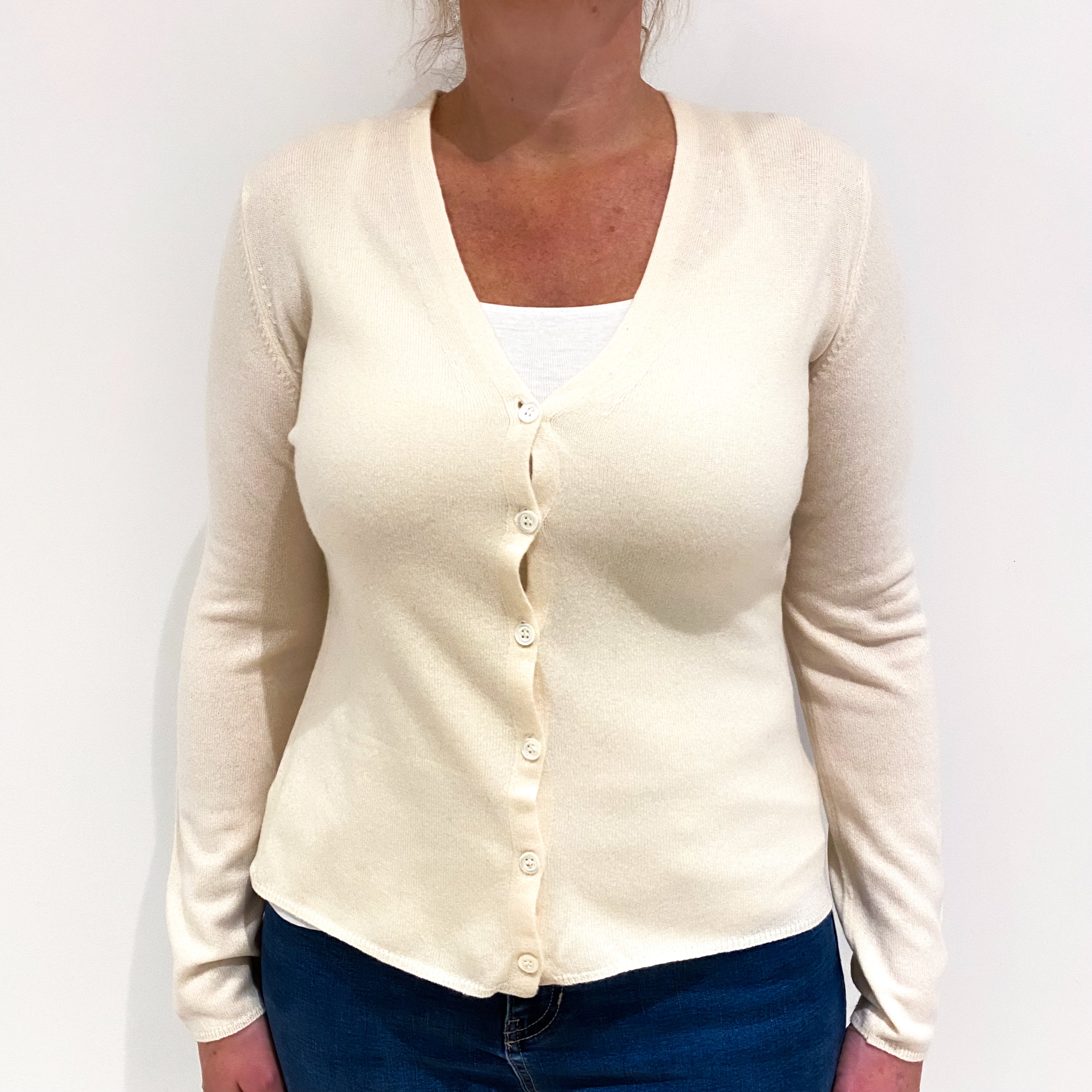 Cream Cashmere V-Neck Cardigan Large