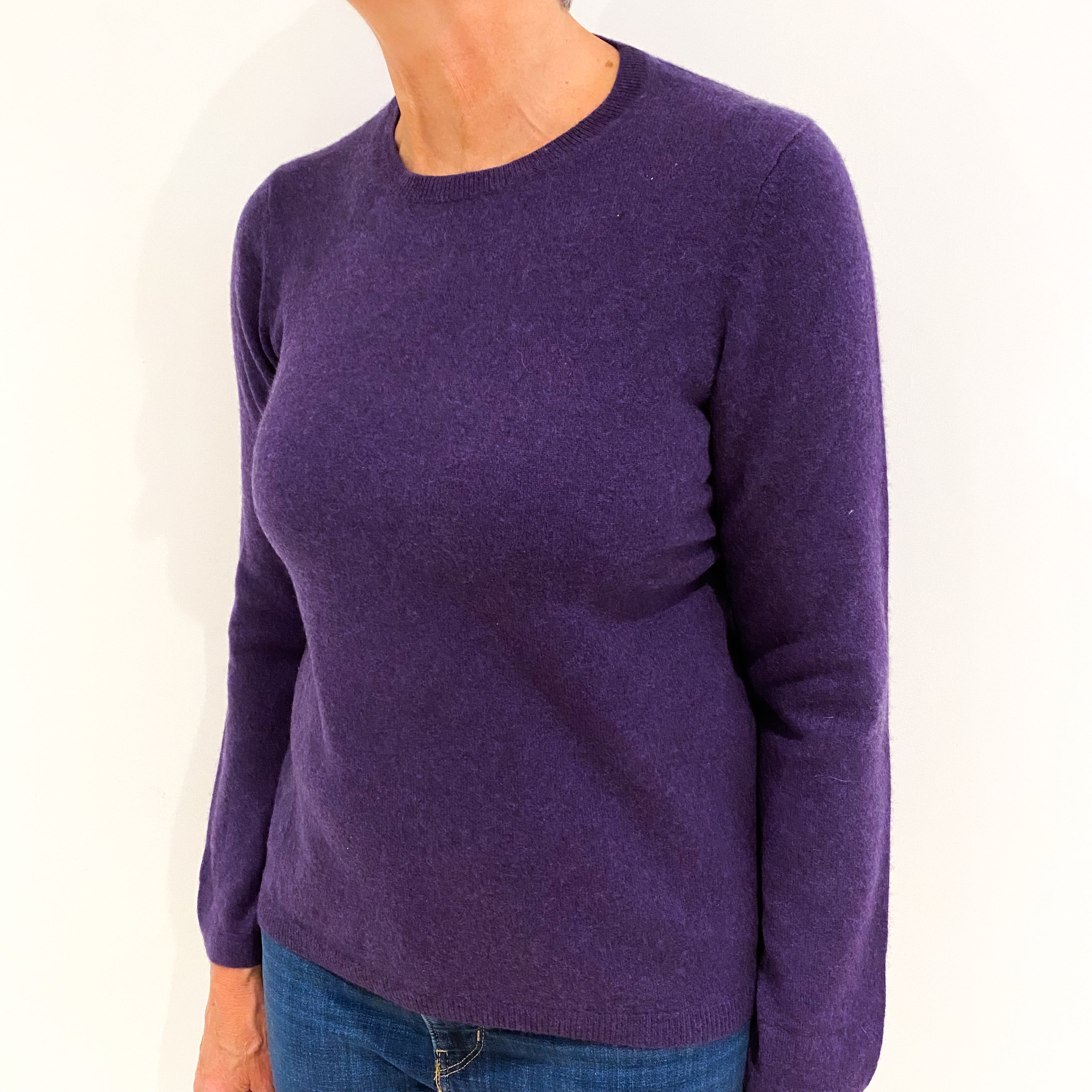 Grape Purple Cashmere Crew Neck Jumper Medium