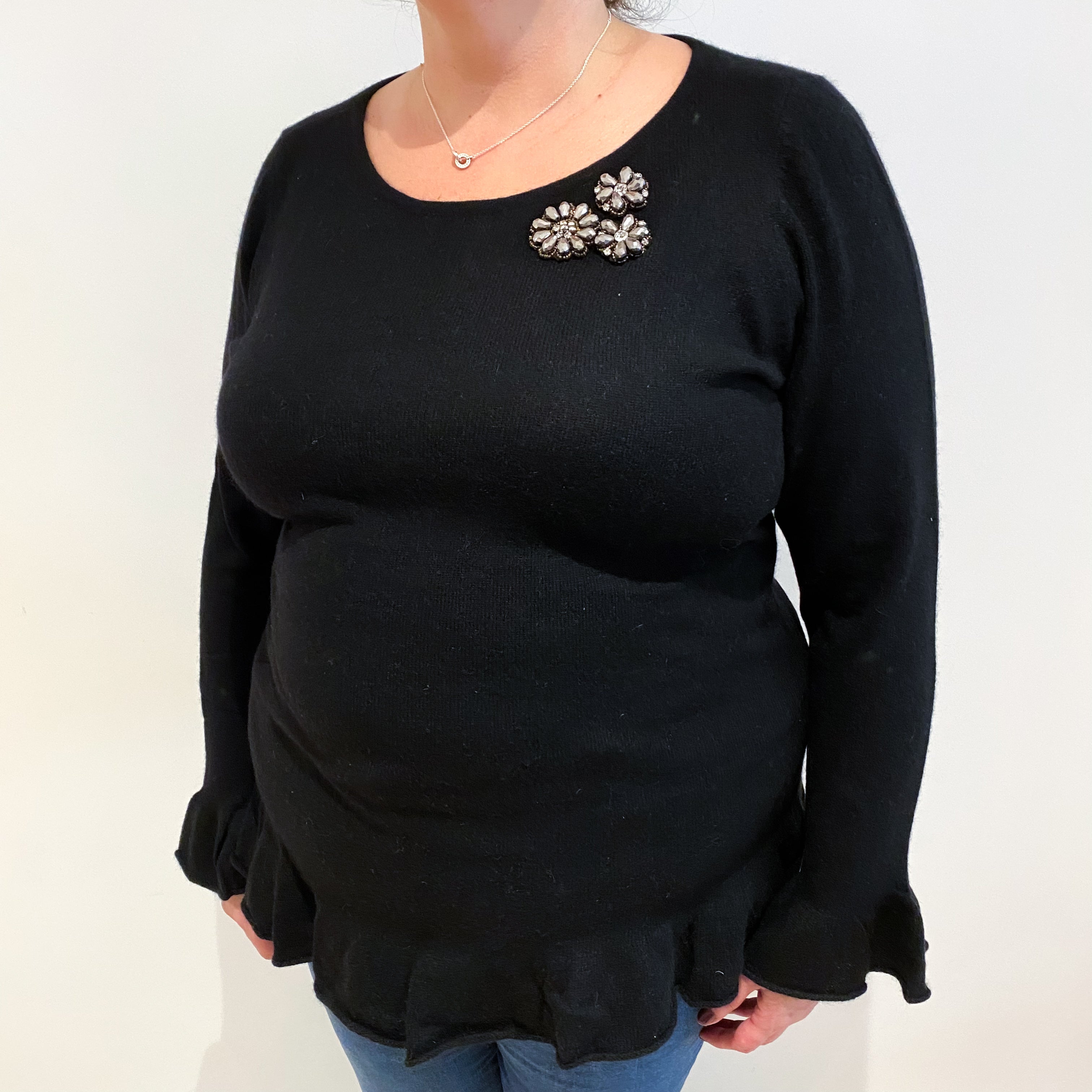 Black Cashmere Crew Neck Jumper Extra Large