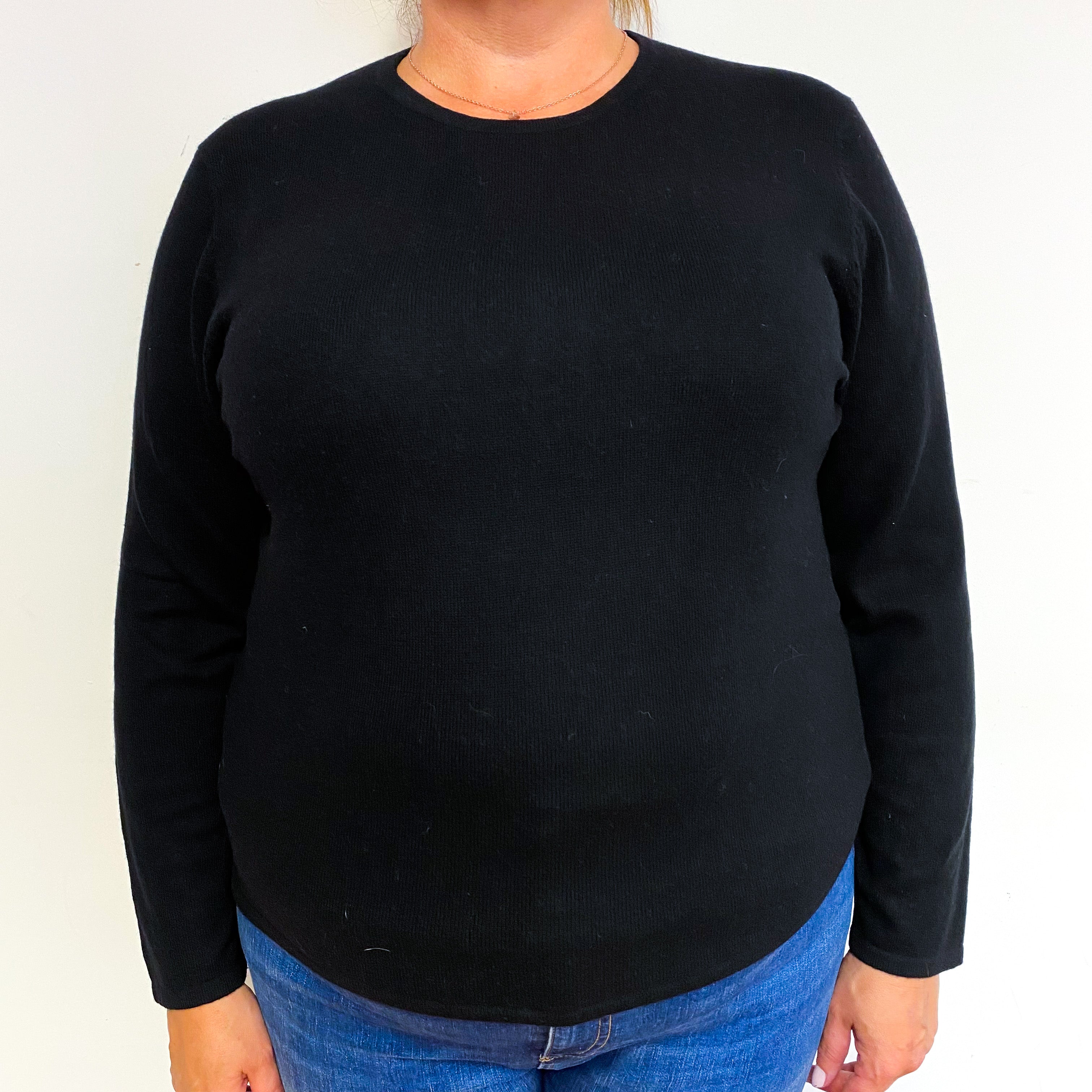 Black Cashmere Crew Neck Jumper Extra Large