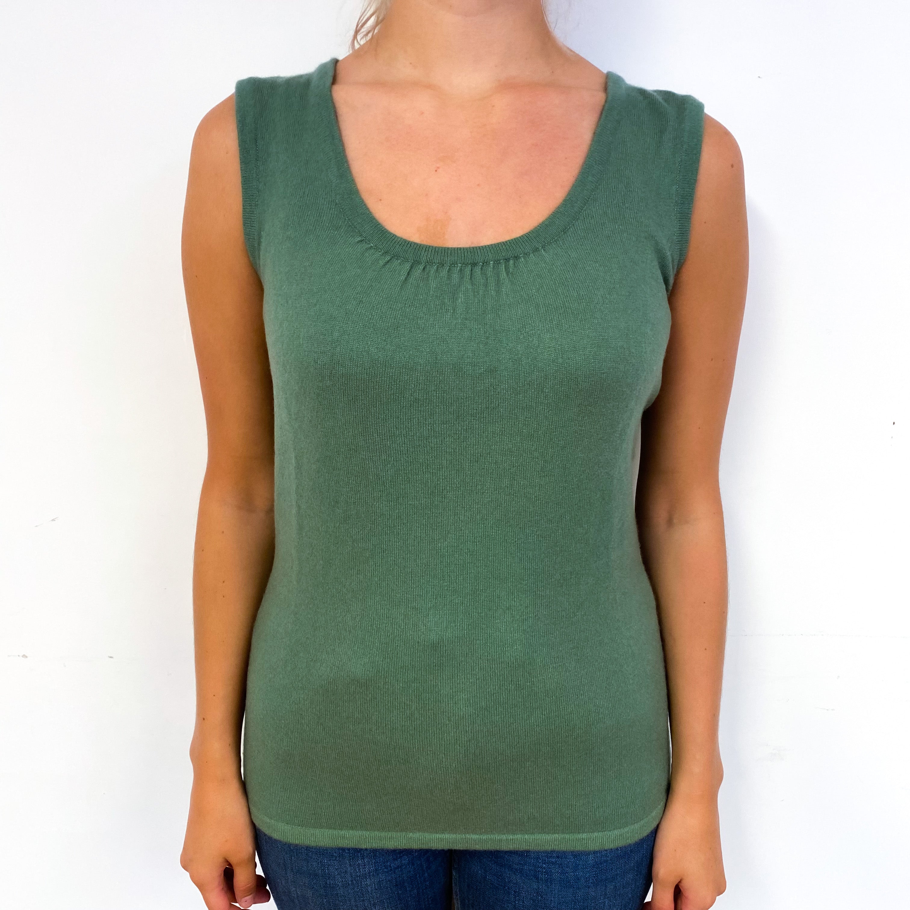 Pickle Green Cashmere Scoop Neck Tank Top Small