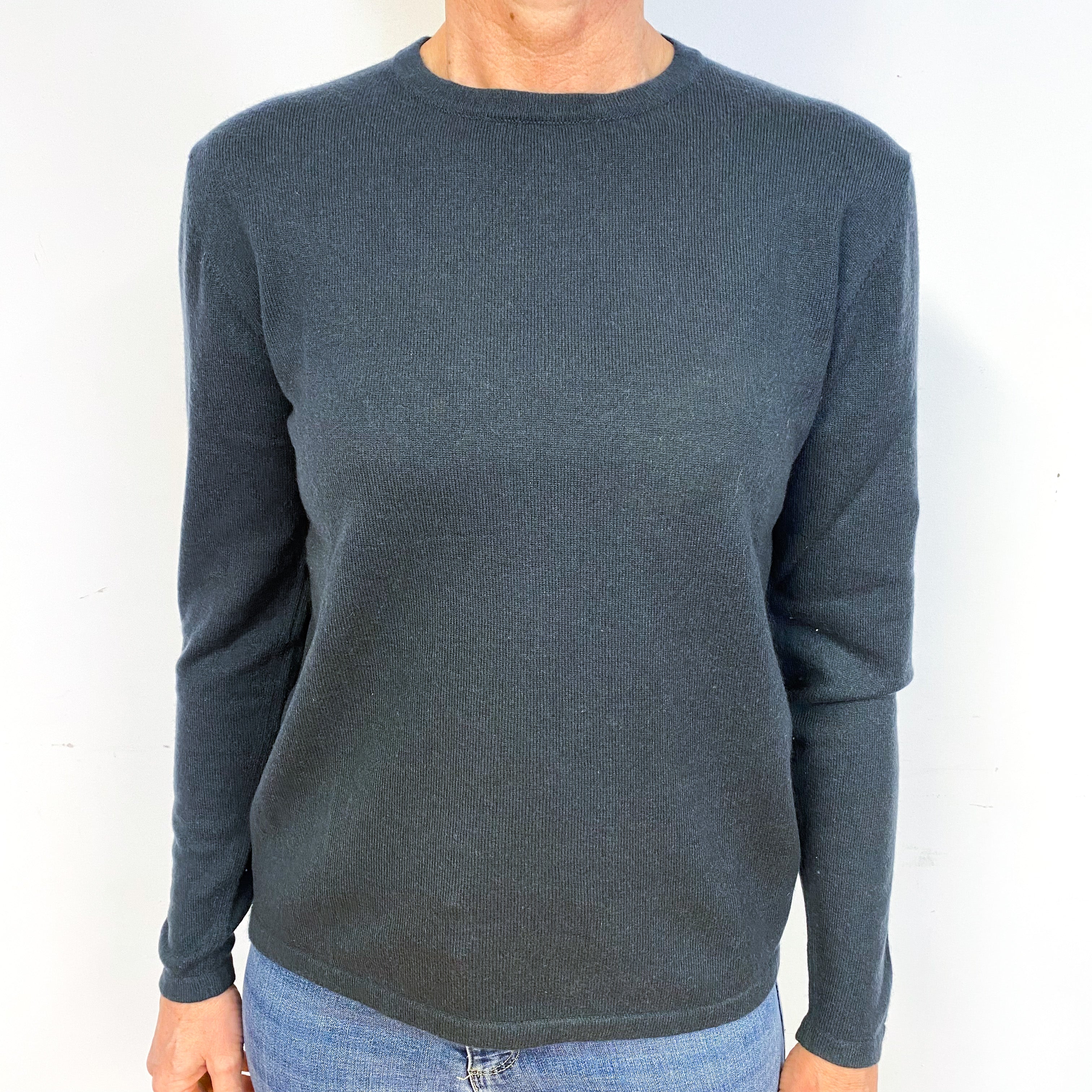Charcoal Grey Cashmere Crew Neck Jumper Medium