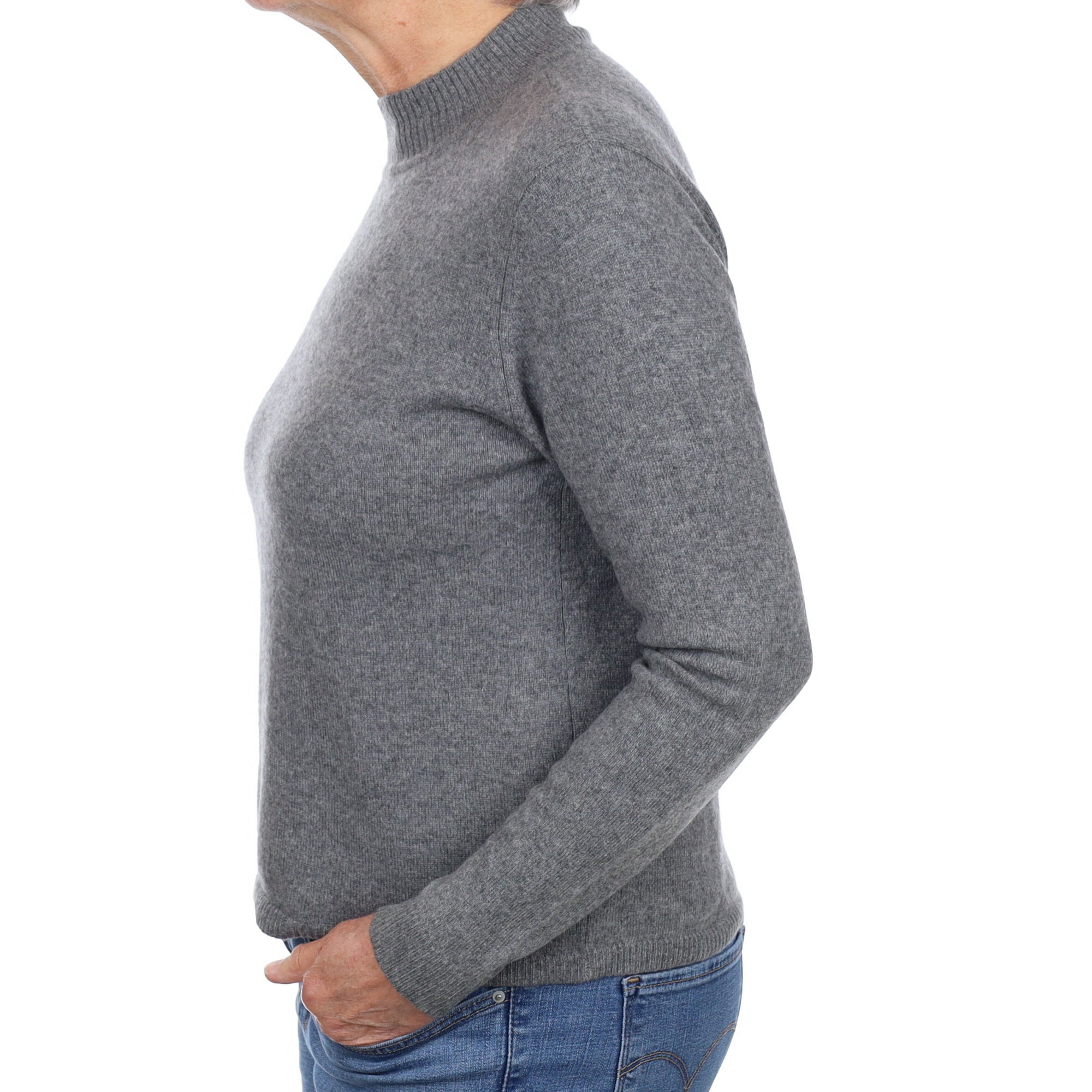 Ash Grey Cashmere Turtle Neck Jumper Medium